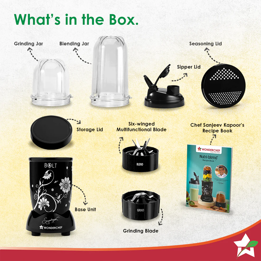 Nutri-blend BOLT Mixer, Grinder, Blender & Smoothie Maker | 600W 22000 RPM 100% Full Copper Motor | Stainless steel Blades | 2 unbreakable jars with Sipper lid | 2 Year warranty | Recipe book by Chef Sanjeev Kapoor | Black - Image 7