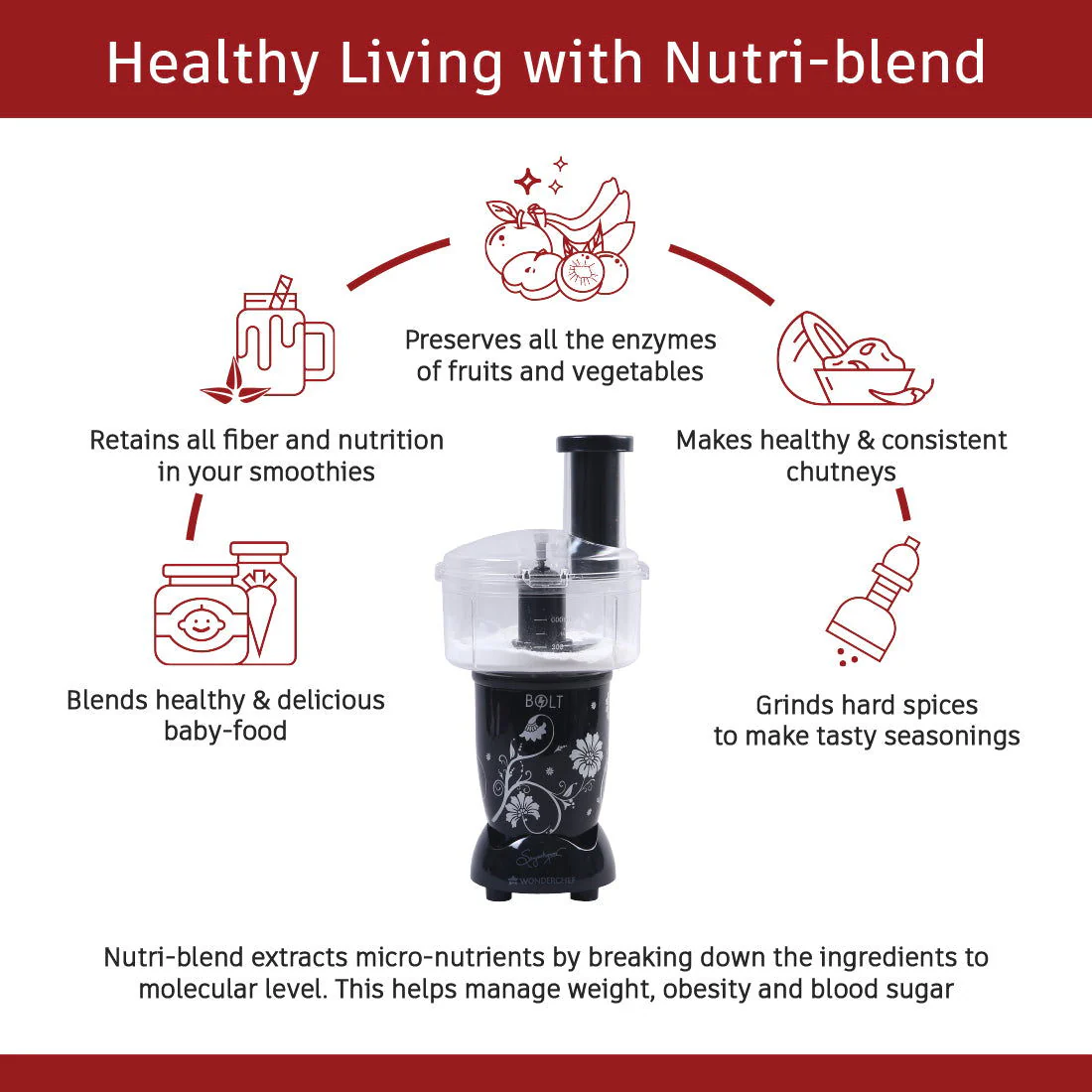 Nutri-blend BOLT-600W Mixer With Food Processor & Atta Kneader, Stronger & Swifter With Sipper Lid, 22000RPM 100% Full Copper Motor, 4 Unbreakable Jars, Sharper Steel Blades, 2 Yrs Warranty, Black, Recipe Book By Chef Sanjeev Kapoor - Image 5