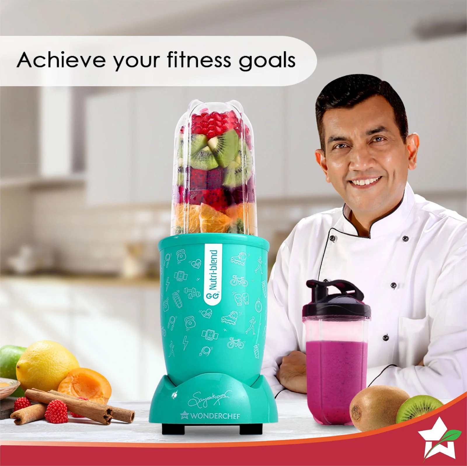 Nutri-blend GO, 22000 RPM 100% Full Copper Motor, 1 Unbreakable Jar, 400 W, 2 Years Warranty, Recipe book by Chef Sanjeev Kapoor, Mint - Image 2