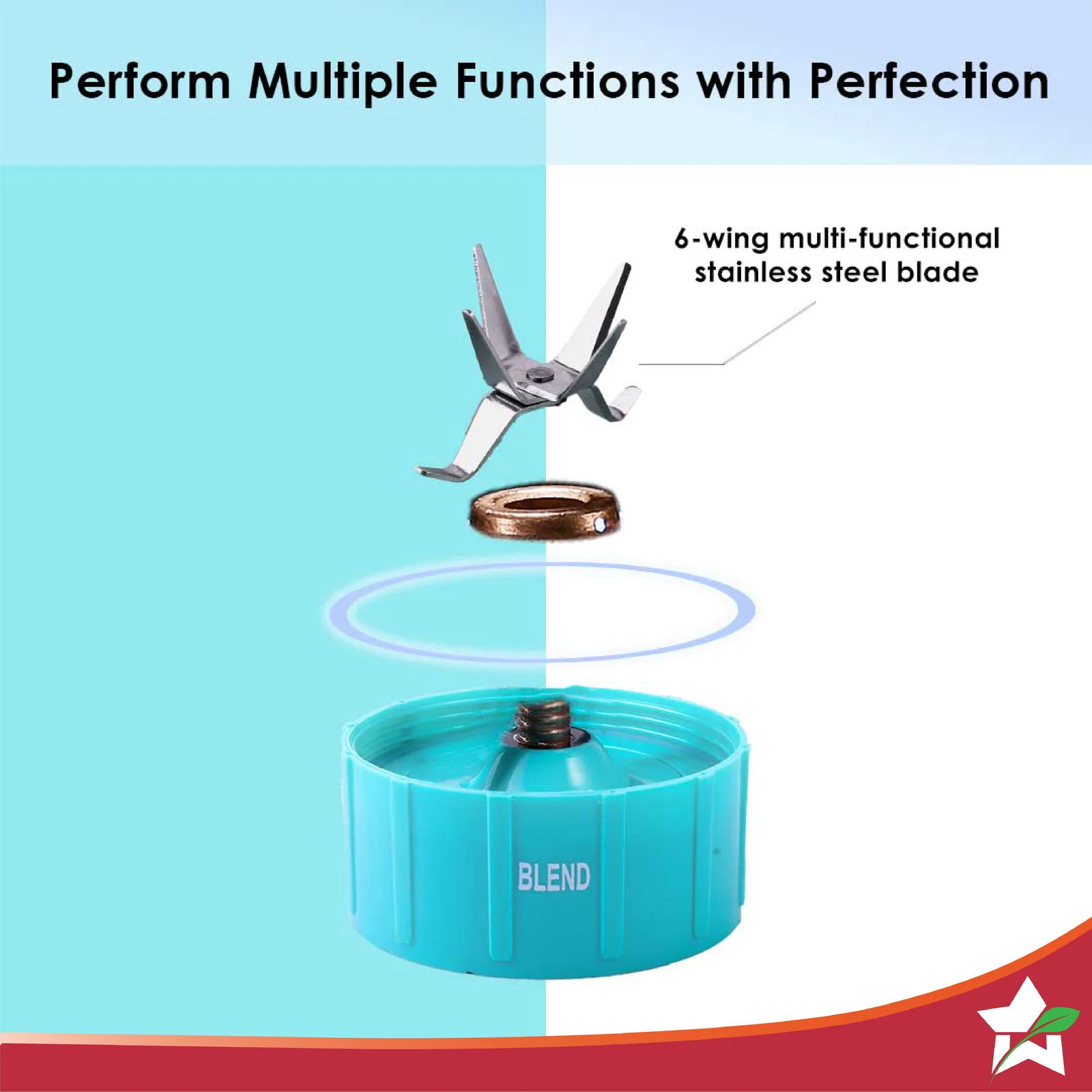 Nutri-blend GO, 22000 RPM 100% Full Copper Motor, 1 Unbreakable Jar, 400 W, 2 Years Warranty, Recipe book by Chef Sanjeev Kapoor, Mint - Image 6