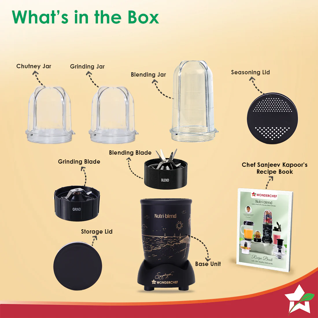 Nutri-blend Mist 500W Mixer Grinder, 22000 RPM, Smoothie Maker-Masala Grinder-Chutney Blender, 3 Unbreakable Jars, Limited Edition, Recipe Book by Chef Sanjeev Kapoor, 2 Yr Warranty, Black - Image 6