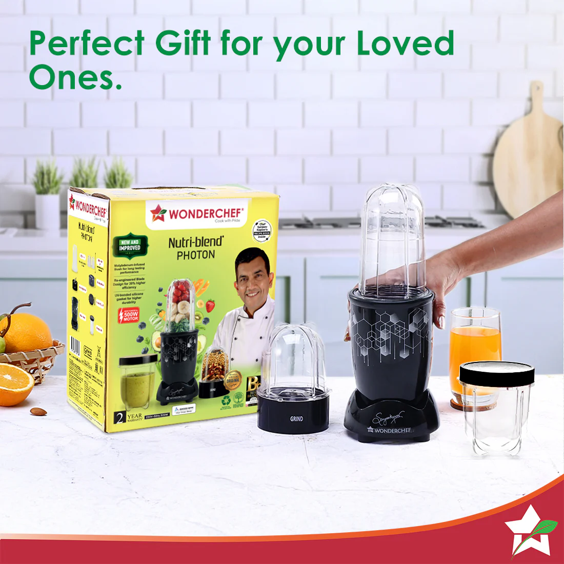 Nutri-blend Photon 500W Mixer Grinder, 22000 RPM Motor, Smoothie Maker, Masala Grinder, Chutney Blender, 3 Unbreakable Jars, Recipe Book by Chef Sanjeev Kapoor, 2 Yr Warranty, Black - Image 11