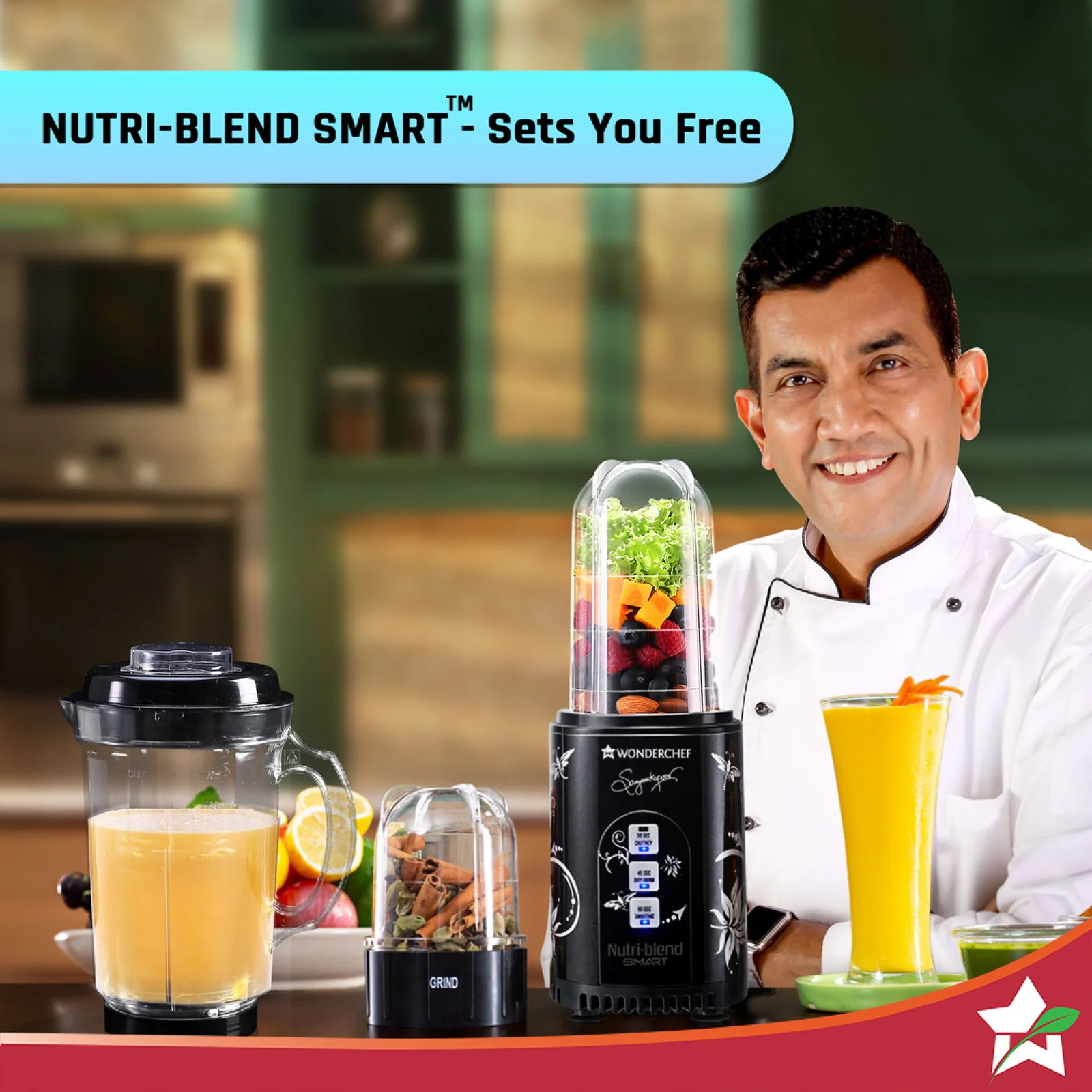 Nutri Blend Smart 3 Jar Automatic Mixer Grinder with Dual Pulse Function|22000 RPM|100% Full Copper Motor|3 Unbreakable Jars|500 W|2 Years Warranty|Recipe book by Chef Sanjeev Kapoor| Black - Image 5