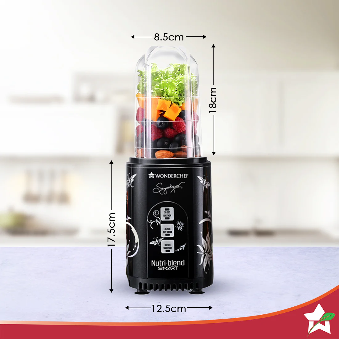 Nutri-blend SMART Automatic Mixer Grinder with Dual Pulse Function|22000 RPM|100% Full Copper Motor|2 Unbreakable Jars| 500 Watt| 2 Years Warranty| Recipe book by Chef Sanjeev Kapoor| Black - Image 3