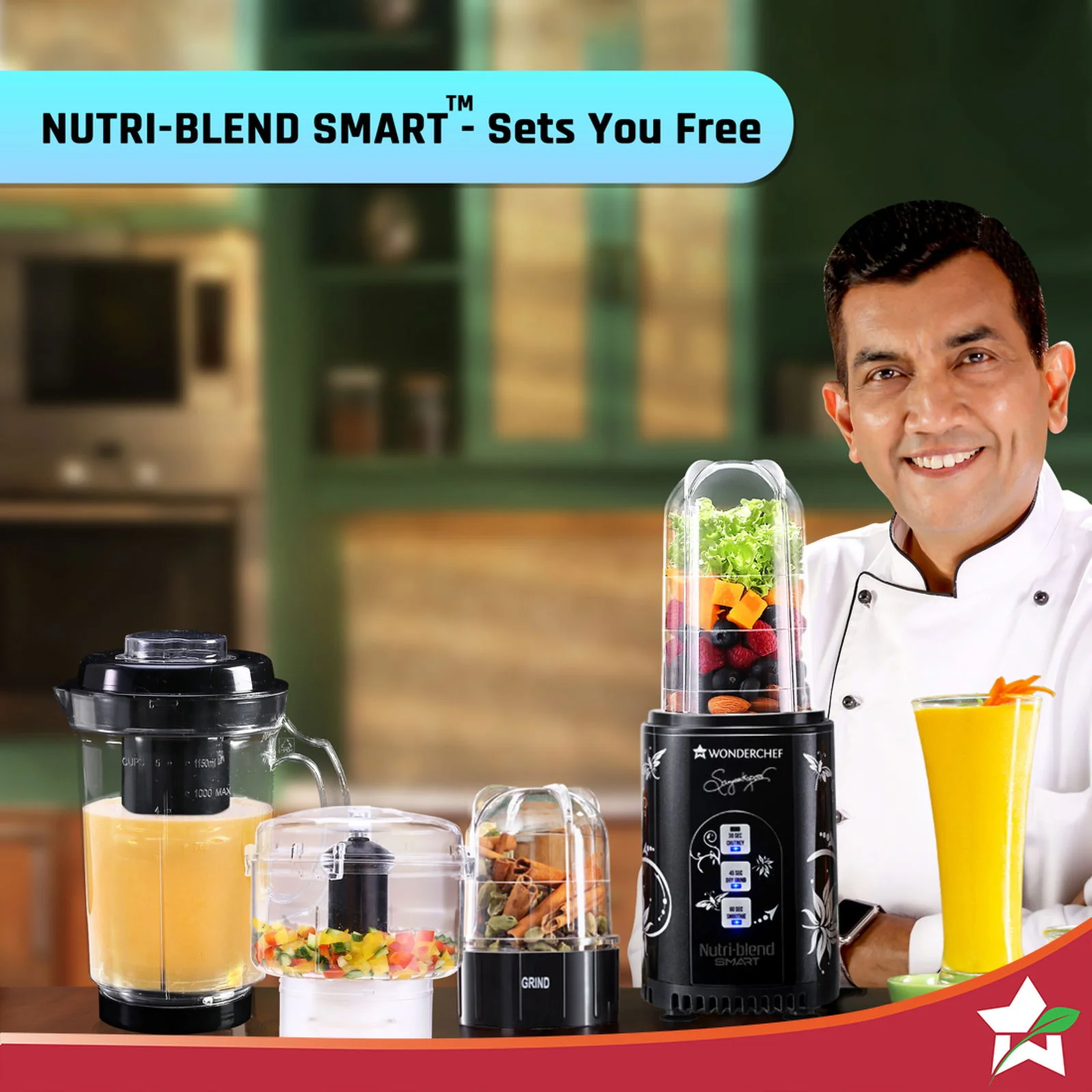 Nutri Blend Smart CKM Automatic Mixer Grinder with Dual Pulse Function|22000 RPM|100% Full Copper Motor|2 Unbreakable Jars|500 W|2 Years Warranty|Recipe book by Chef Sanjeev Kapoor| Black - Image 5