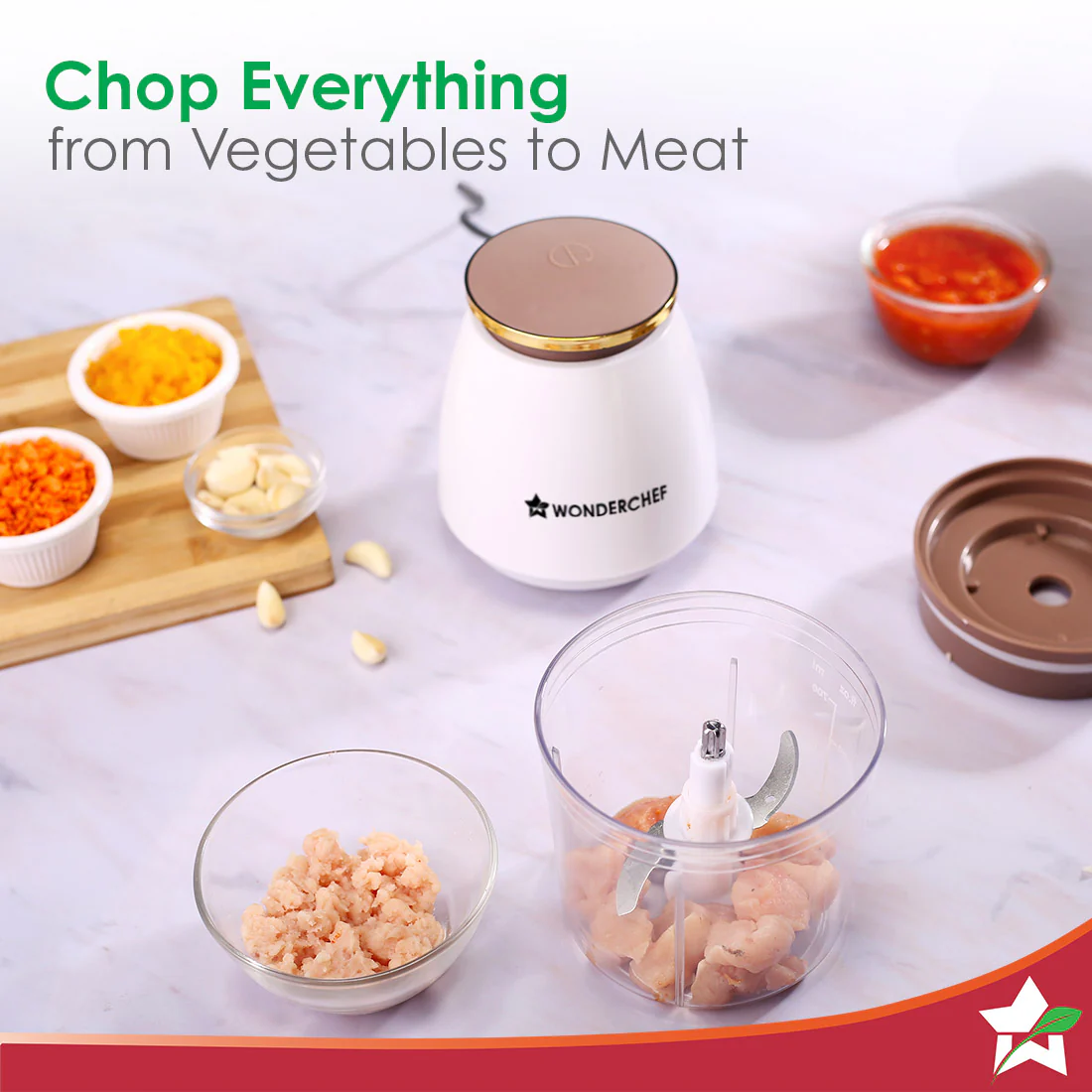 Nutri-chop Pearl Electric Chopper | 4 Sharp Stainless Steel Blades | 700ml | 350W | Chop and Mince Vegetables, Meat, Blends Dips | Transparent Bowl | Low Noise | Light-weight | 2-Year Warranty - Image 4
