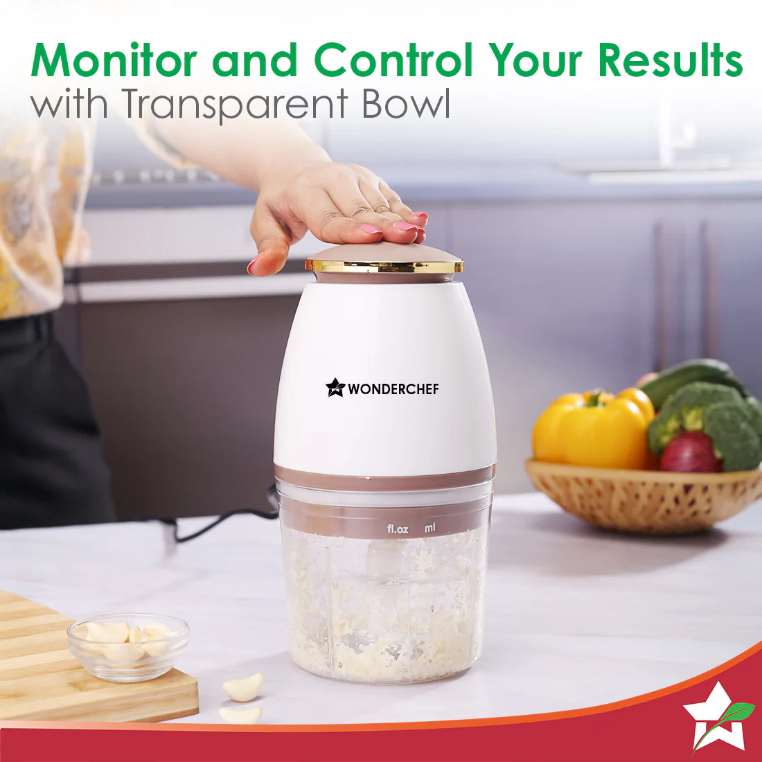 Nutri-chop Pearl Electric Chopper | 4 Sharp Stainless Steel Blades | 700ml | 350W | Chop and Mince Vegetables, Meat, Blends Dips | Transparent Bowl | Low Noise | Light-weight | 2-Year Warranty - Image 5