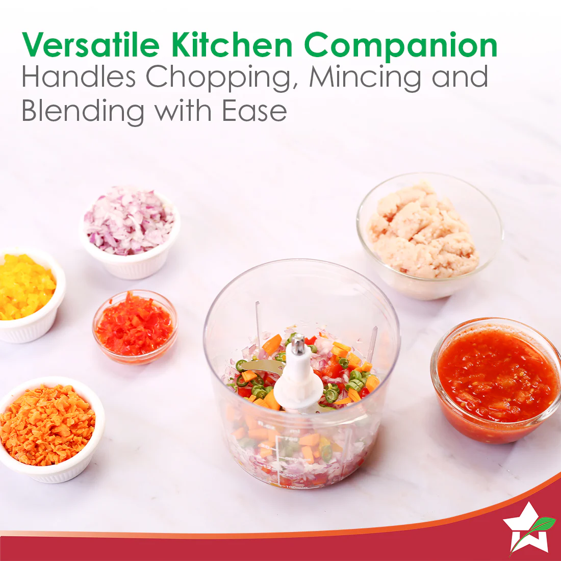 Nutri-chop Pearl Electric Chopper | 4 Sharp Stainless Steel Blades | 700ml | 350W | Chop and Mince Vegetables, Meat, Blends Dips | Transparent Bowl | Low Noise | Light-weight | 2-Year Warranty - Image 7