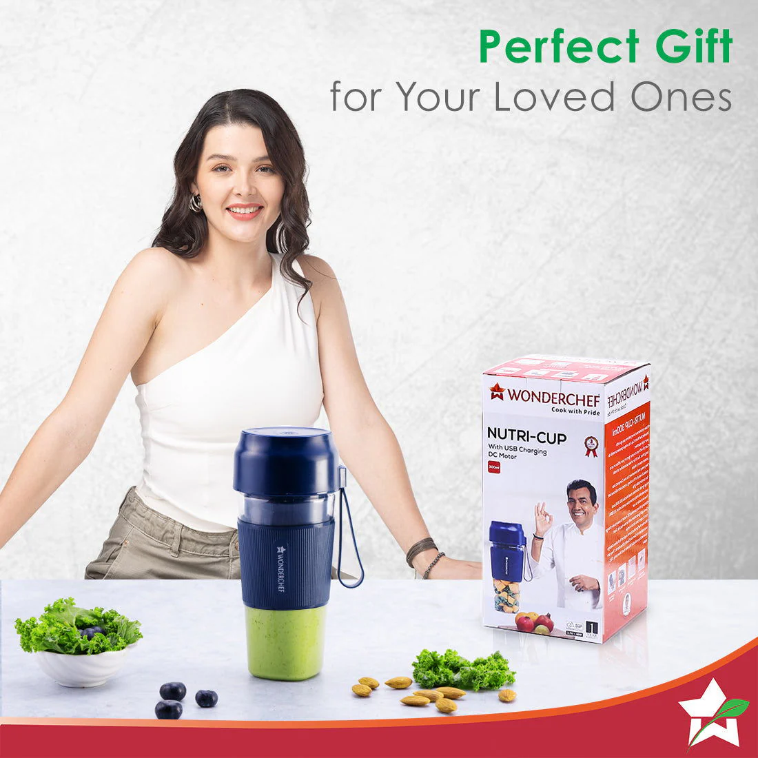 Nutri-Cup Portable Blender | USB Charging | Smoothie maker | SS Blades | Battery Operated Rechargeable Blender | 300ml | Compact Size | Blue - Image 10
