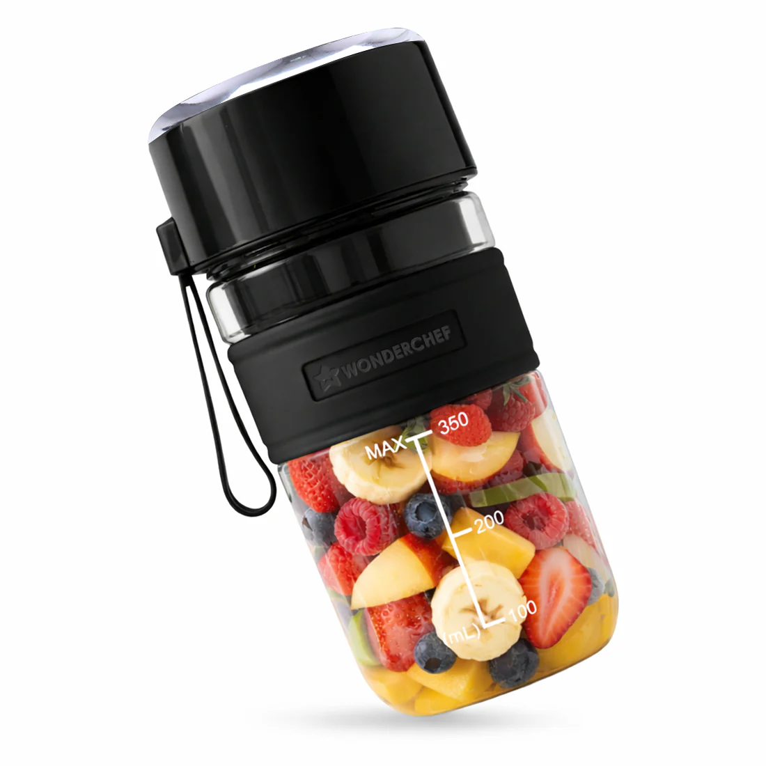 Nutri-cup Zip Portable Blender | 350ml | Blend & Sip with Flip Top Sipper Lid | For Smoothies, Juices, Shakes, Coffee | 2000 mAh Battery | 20 Blending Cycles in One Charge | Type C Charging | Black