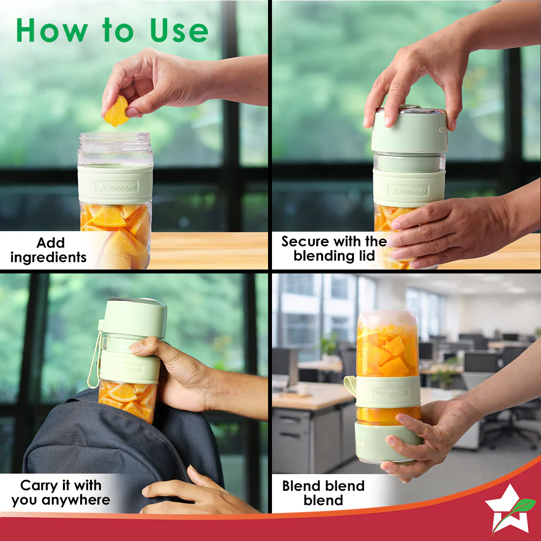 Nutri-cup Zip Portable Blender | 350ml | Blend & Sip with Flip Top Sipper Lid | For Smoothies, Juices, Shakes, Coffee | 2000 mAh Battery | 20 Blending Cycles in One Charge | Type C Charging | Green - Image 7