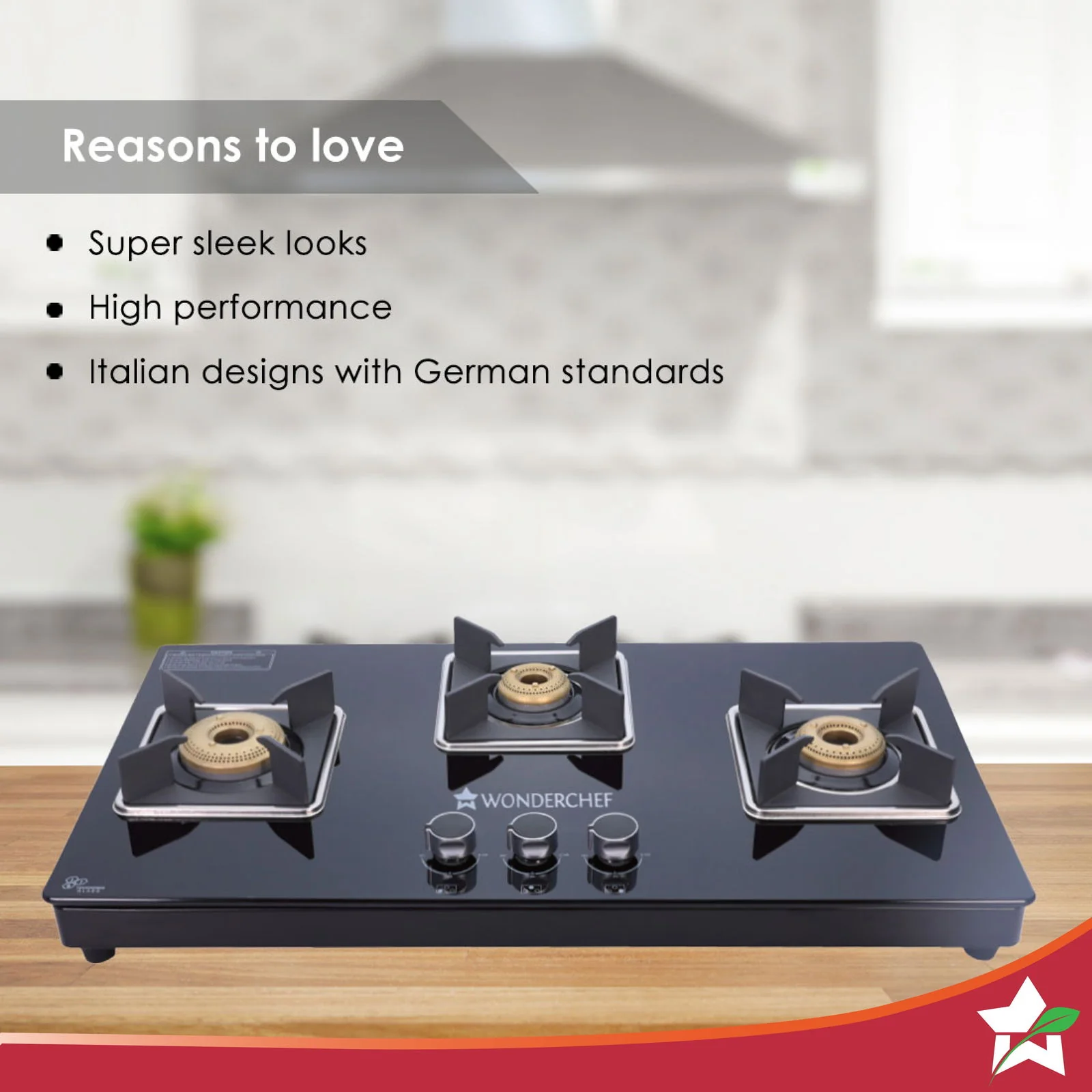 Octavia 3 Burner Glass Hob Top Manual Cooktop | 8mm Toughened Glass | Manual Ignition | Forged Brass Burners | Stainless Steel Drip Tray | Anti-Skid Legs | Large & Heavy Pan support | LPG compatible | Black steel frame | 2 Year Warranty | Black - Image 4