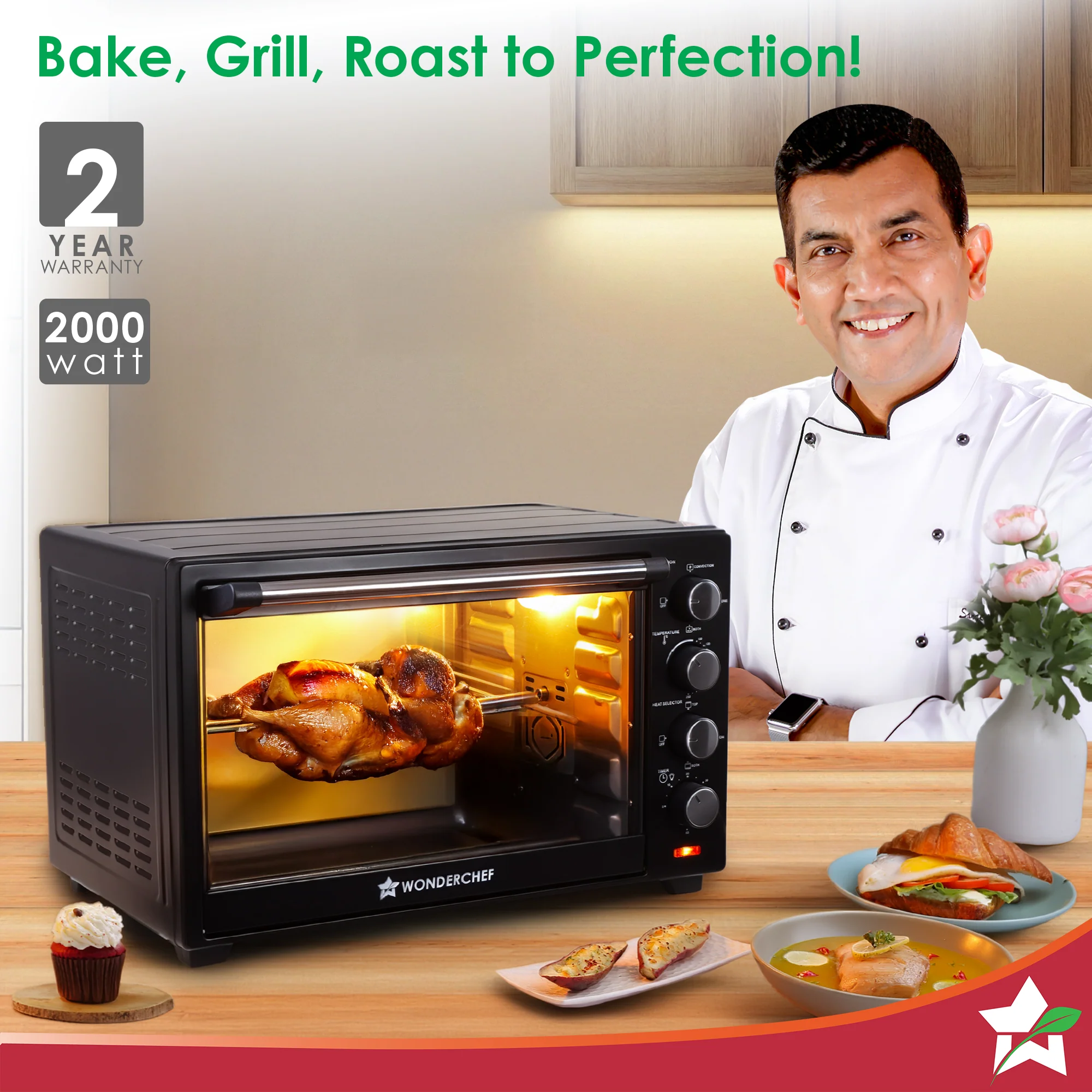 Oven Toaster Griller (OTG) - 48 L | With Rotisserie | Auto-Shut Off | Heat-Resistant Tempered Glass | 6-Stage Heat Selection Bake, Grill, Roast | Easy to Clean | Black | 2 Year Warranty - Image 2