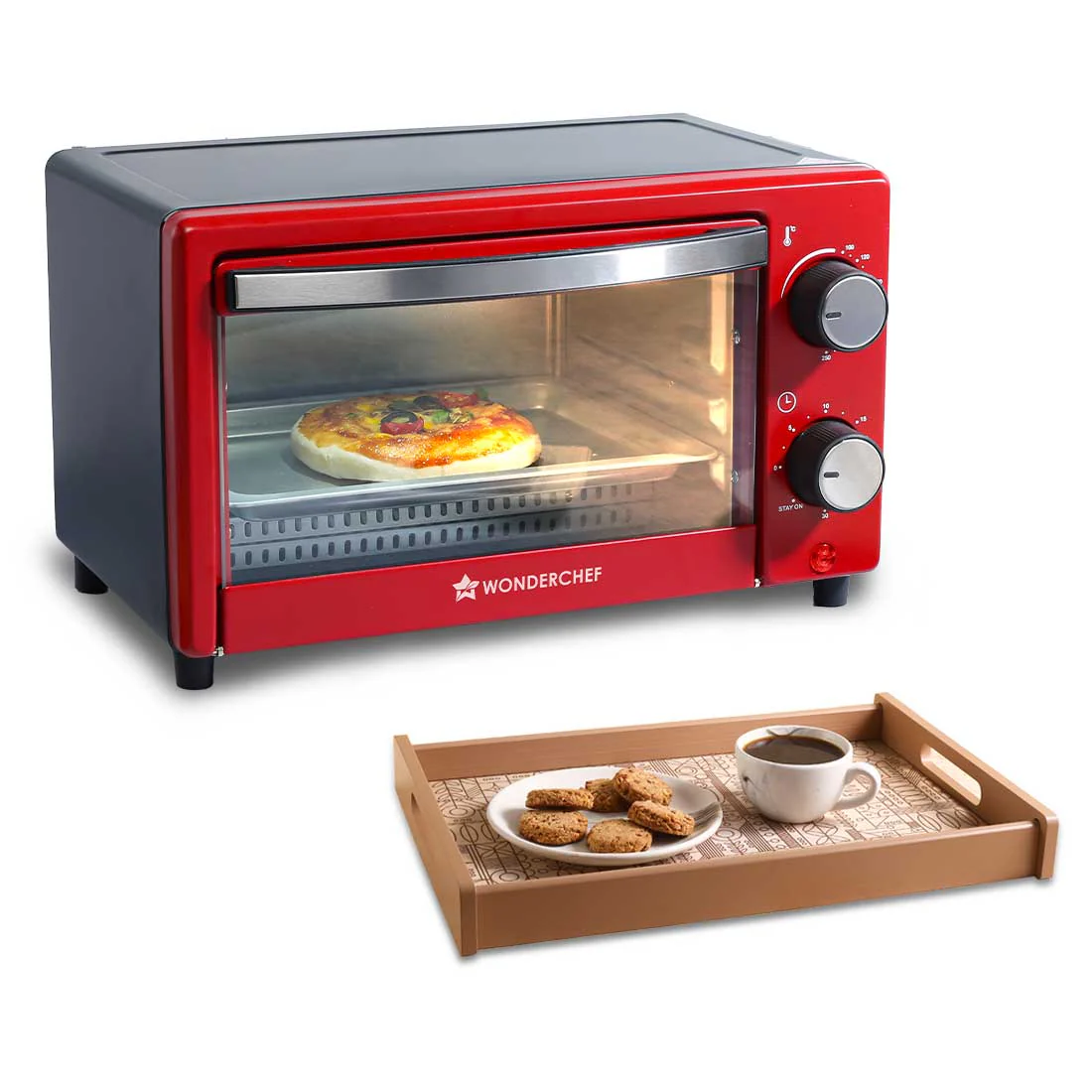 OTG & Wooden Tray Gift Combo | 9L OTG | Bake Breads and Cakes | Time Control upto 60 Mins | Temperature Control upto 250ā° | Heat Resistant Window, Removable Crumb Tray | 2 Year Warranty