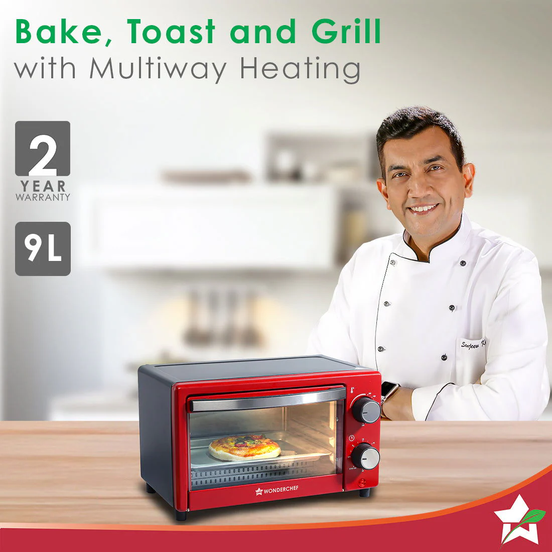 OTG & Wooden Tray Gift Combo | 9L OTG | Bake Breads and Cakes | Time Control upto 60 Mins | Temperature Control upto 250ā° | Heat Resistant Window, Removable Crumb Tray | 2 Year Warranty - Image 2