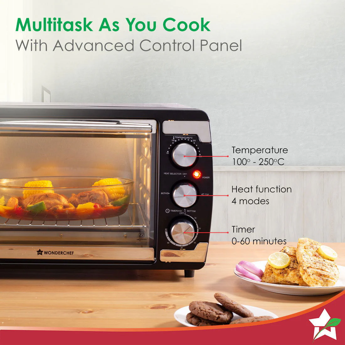 Oven Toaster Griller (OTG) | 21 Litres | Auto-Shut Off | Heat Resistant Tempered Glass | LED Lighting | Multi-Stage Heat Selection | 1400 W | Bake | Grill | Roast | Easy to Clean | 2 Years Warranty - Image 3