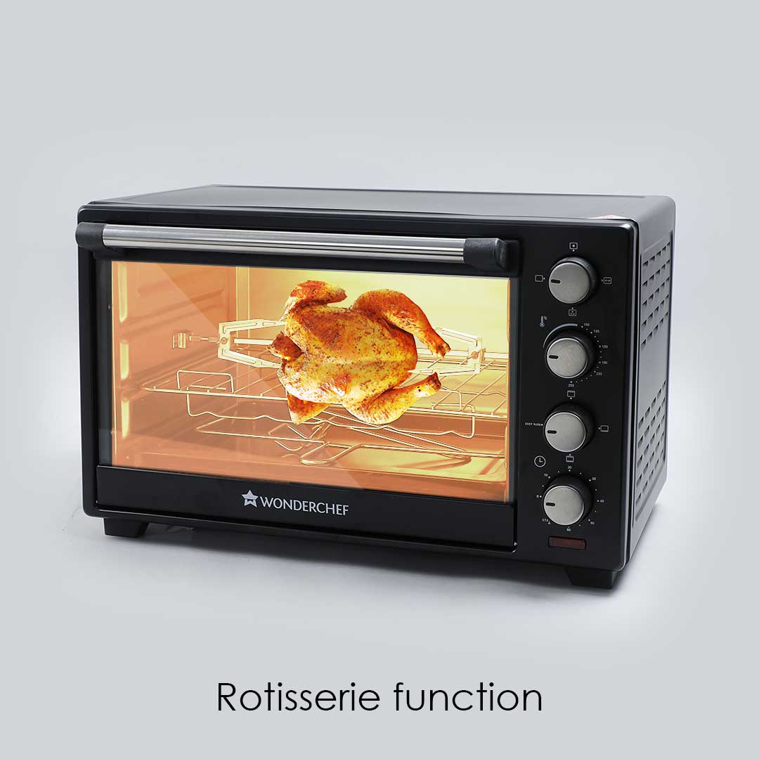 Wonderchef Renewed Oven Toaster Griller (OTG) - 28L | Black with Rotisserie | Auto-shut off | Heat-resistant Tempered Glass | Multi-stage Heat Selection - Image 6