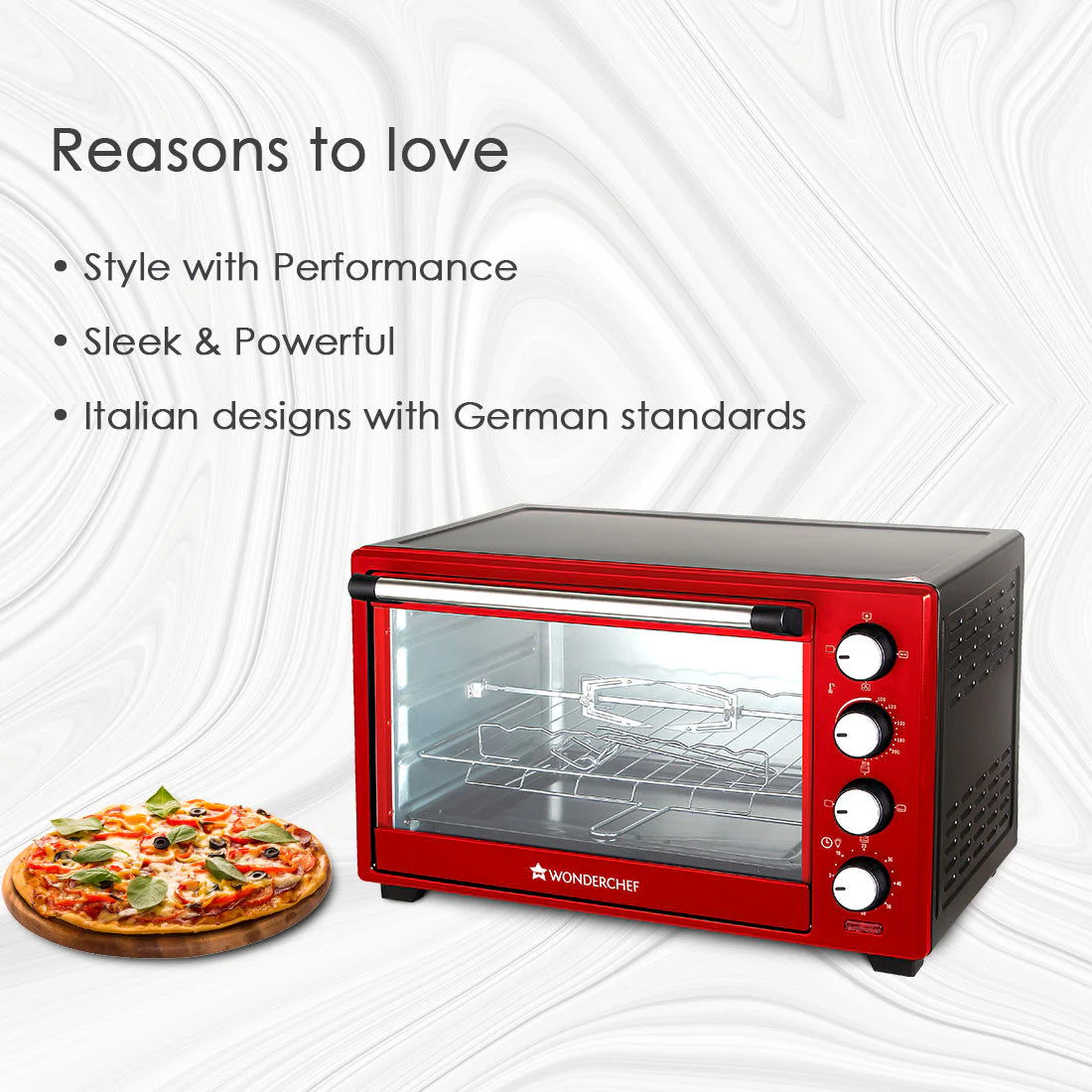 Wonderchef Renewed Oven Toaster Griller (OTG) Crimson Edge - 28L | Auto-shut Off | Heat-resistant Tempered Glass | Multi-stage Heat Selection | 1600W | Red - Image 15