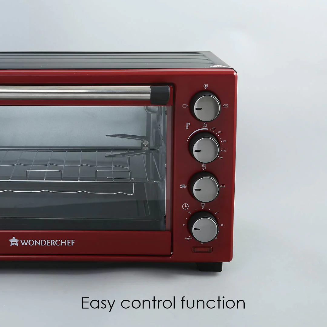 Wonderchef Renewed Oven Toaster Griller (OTG) Crimson Edge - 28L | Auto-shut Off | Heat-resistant Tempered Glass | Multi-stage Heat Selection | 1600W | Red - Image 7