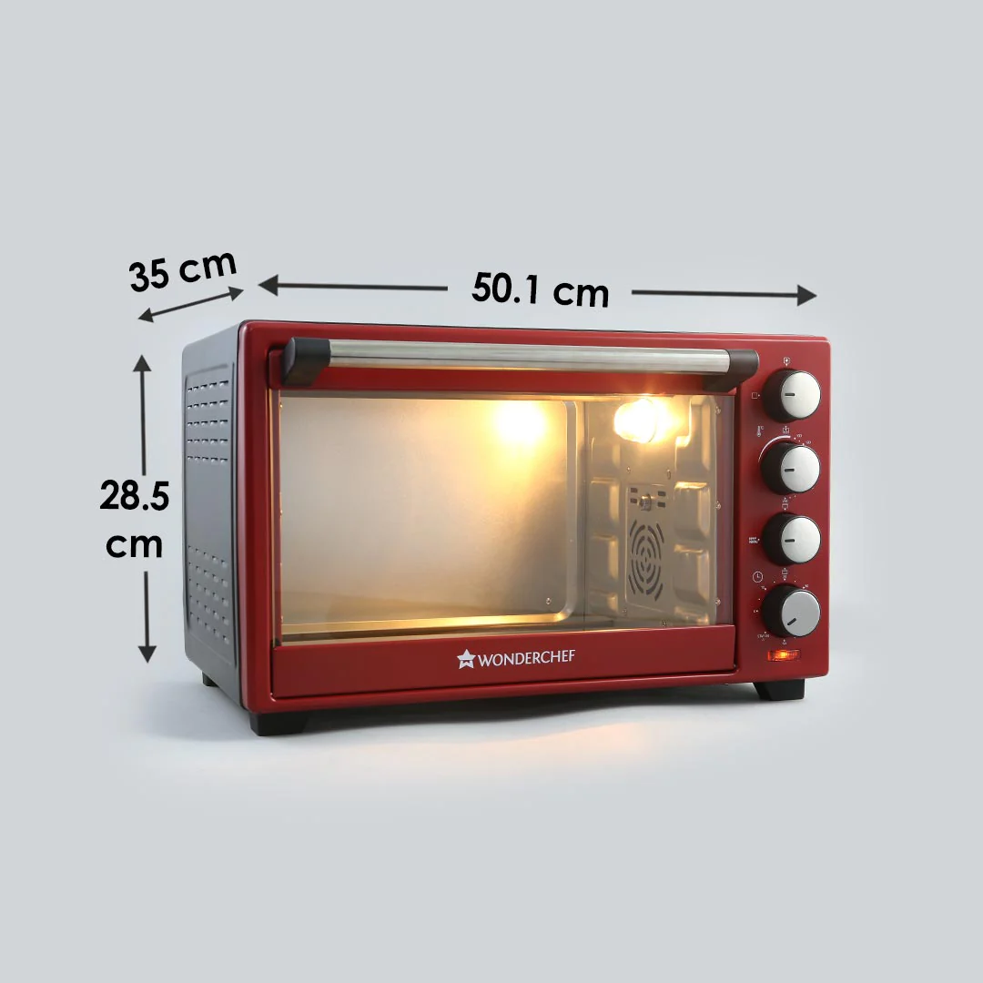 Wonderchef Renewed Oven Toaster Griller (OTG) Crimson Edge - 28L | Auto-shut Off | Heat-resistant Tempered Glass | Multi-stage Heat Selection | 1600W | Red - Image 9