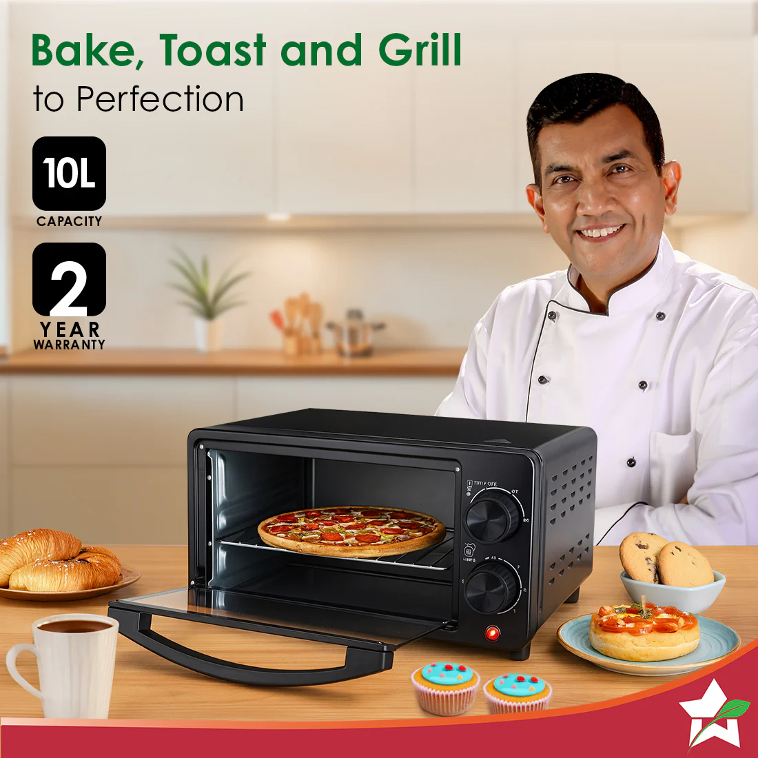 Oven Toaster Griller (OTG) for Kitchen, 10 L, Multi-function, For Baking, Grilling, Roasting, Heat-Resistant Glass, Customised Time & Temperature Control, Easy to Clean, 2-Yr Warranty - Image 2
