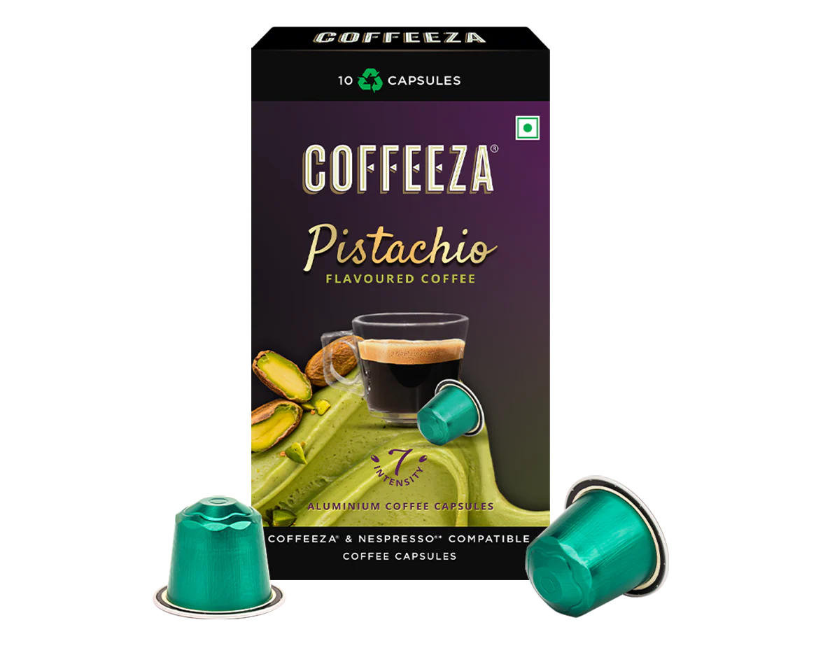 Coffeeza Pistachio 100% Arabica Flavoured Aluminium Coffee Capsules (Limited Edition) - Image 6
