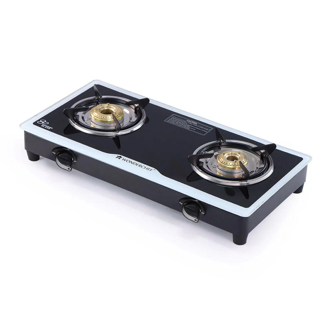Platinum 2 Burner Glass Gas Stove, Black 6mm Toughened Glass with 1 Year Warranty, Ergonomic Knobs, Stainless Steel Drip Tray, Manual Ignition Gas Stove - Image 2