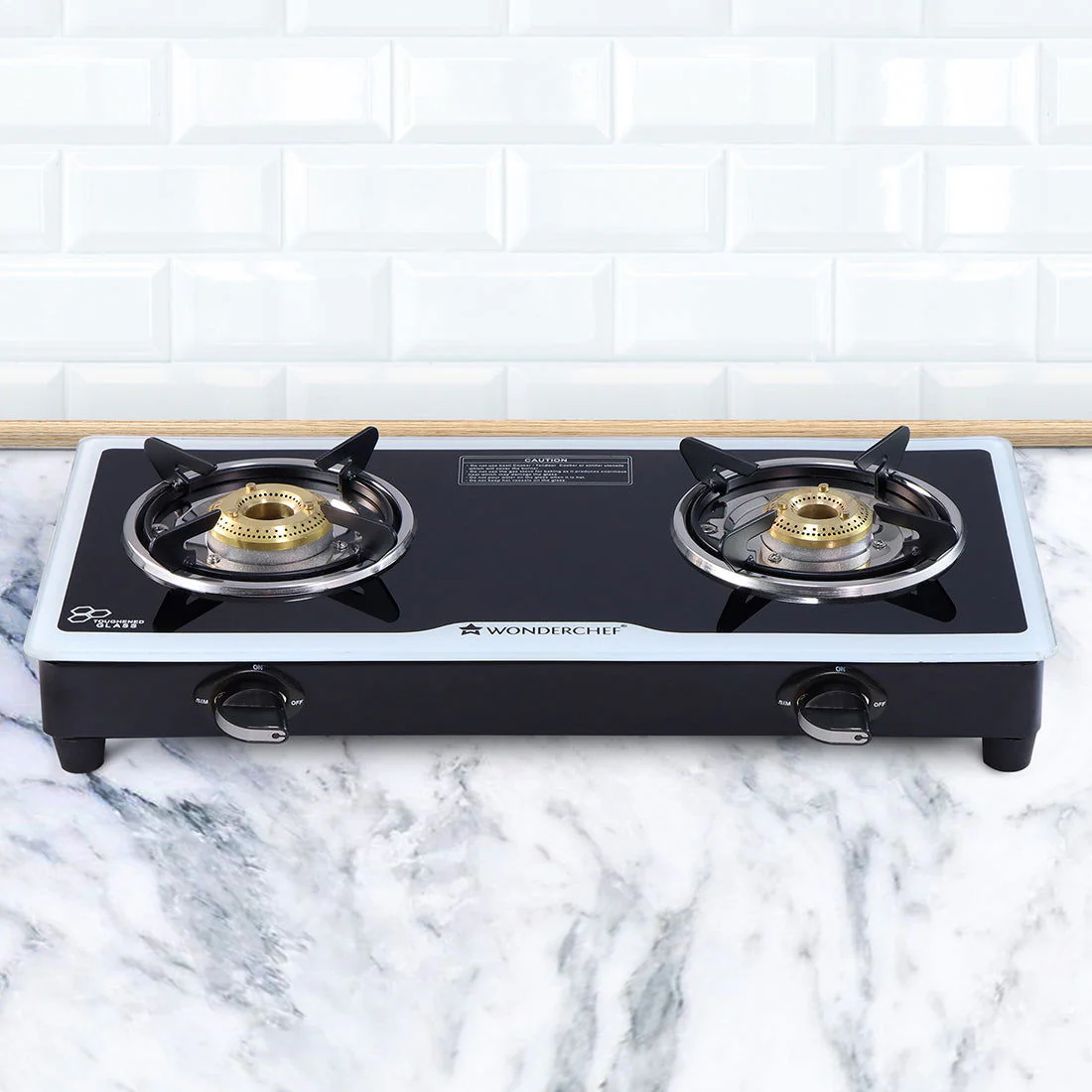 Platinum 2 Burner Glass Gas Stove, Black 6mm Toughened Glass with 1 Year Warranty, Ergonomic Knobs, Stainless Steel Drip Tray, Manual Ignition Gas Stove - Image 7
