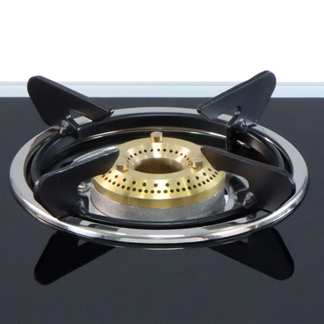 Platinum 3 Burner Manual Glass Gas Stove | 6mm Toughened Glass Gas Stove | Stainless Steel Drip tray | Anti-Skid Legs | Large Pan support | Manual Ignition | Black steel frame | 2 Year Warranty | Black - Image 6