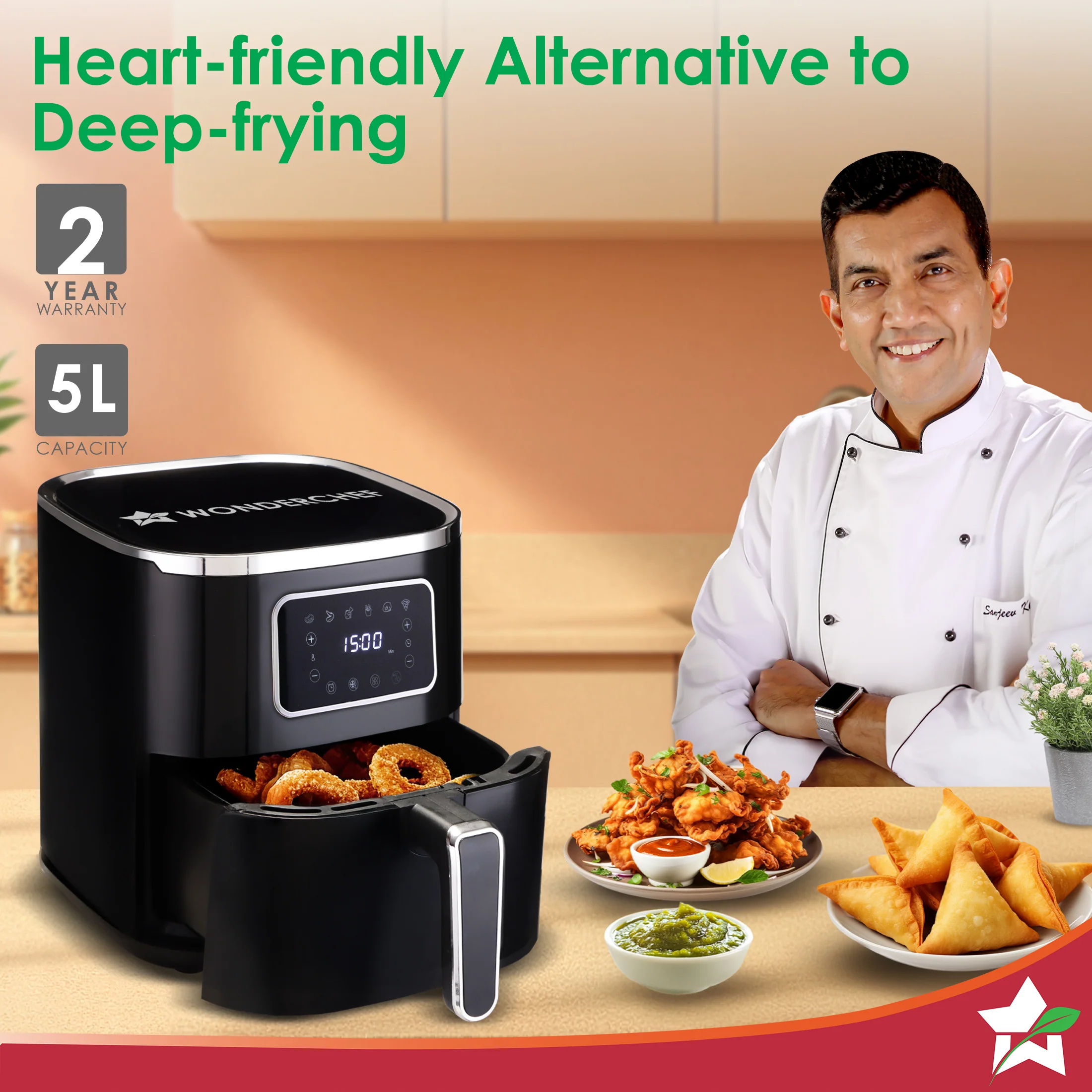 Platinum Digital Air Fryer | 5L | Rapid Air Technology | 7 Pre-Set Menu Options | Temperature and Time Control | Digital Interface | Chrome Finish | 2 Year Warranty - Image 2