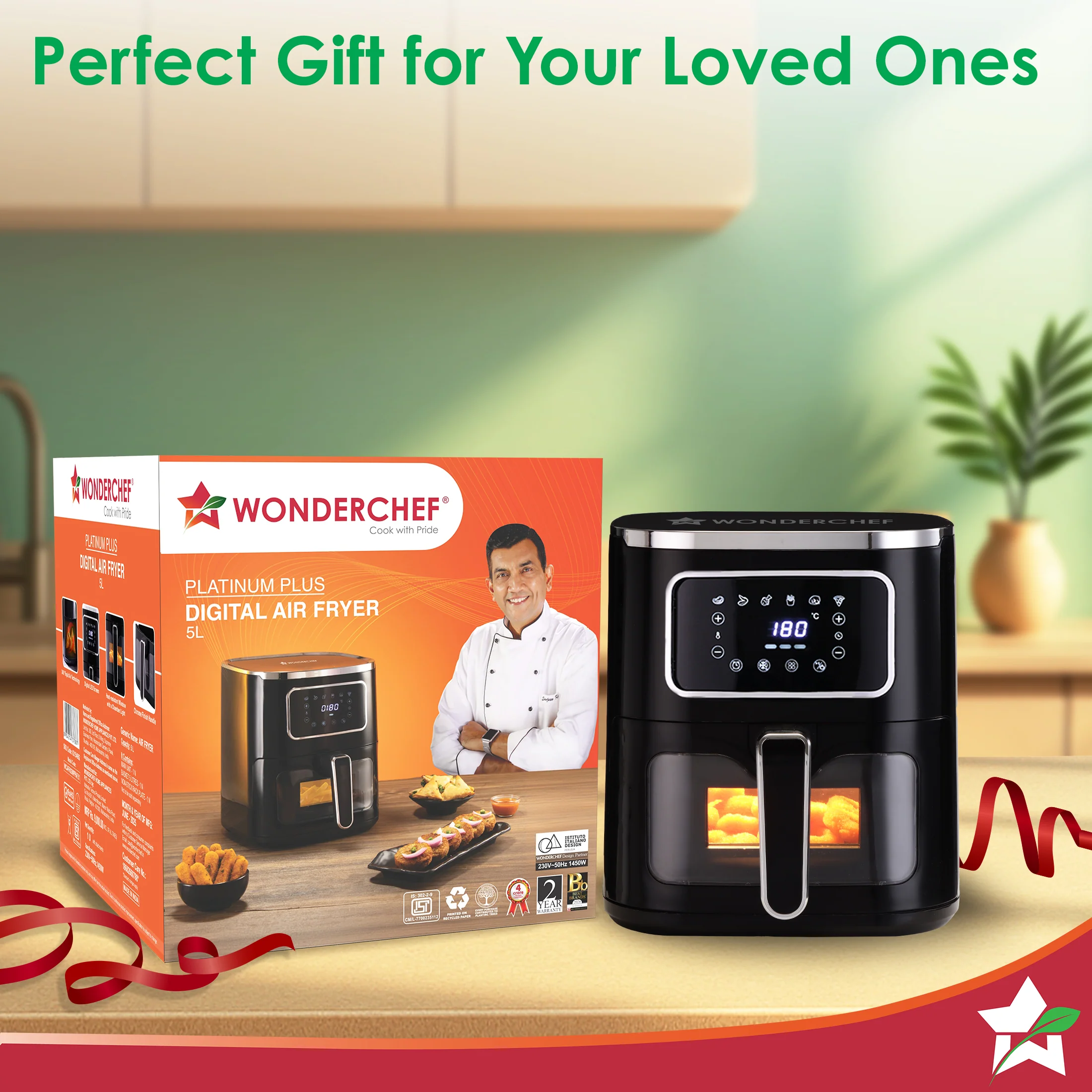 Platinum Plus Digital Air Fryer | 5L With Window & Light | Fry, Bake, Grill, Roast | 7 Pre-set Options | French Fries, Tikkis, Grilled Veggies, Muffins | Non-stick Basket | 2 Year Warranty - Image 11