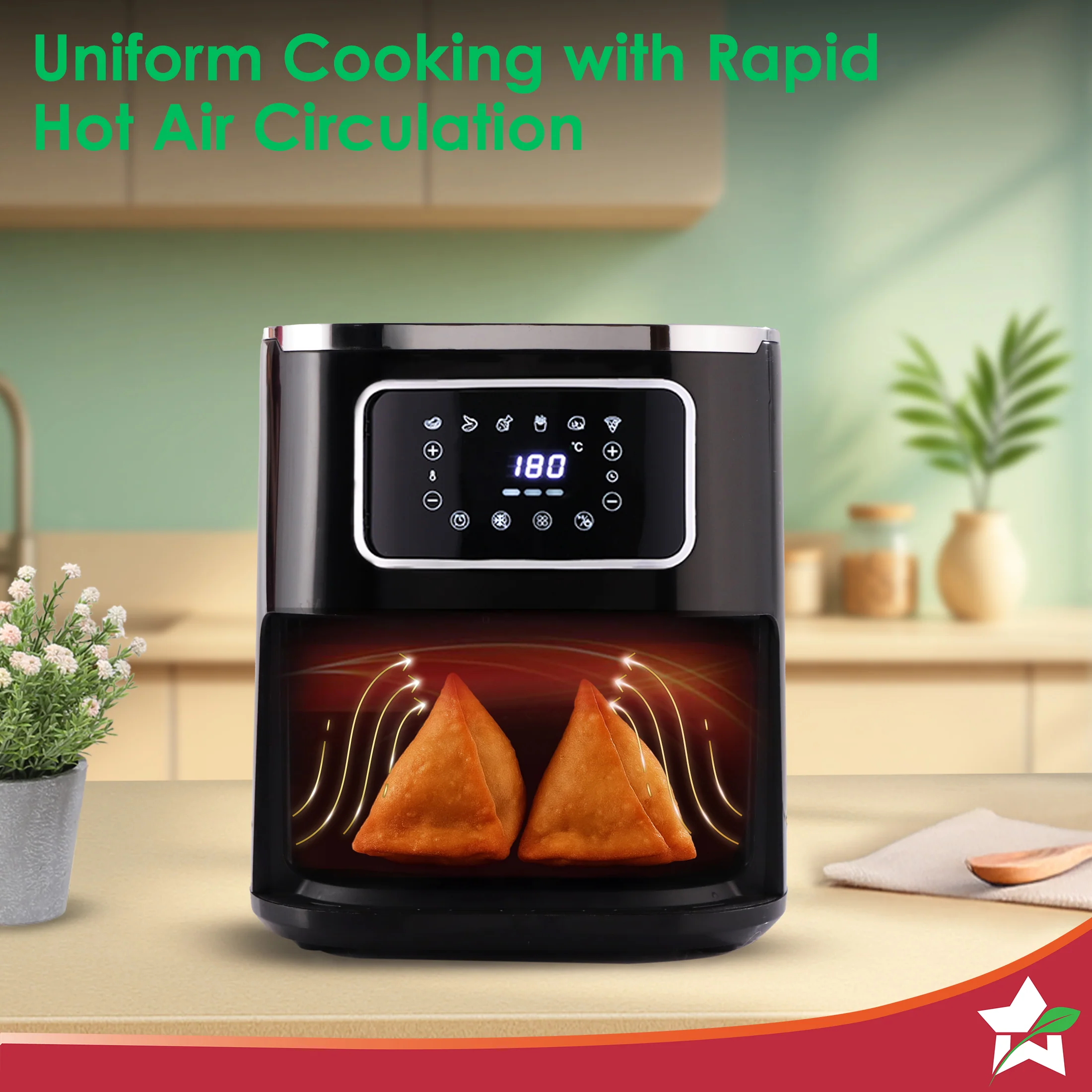 Platinum Plus Digital Air Fryer | 5L With Window & Light | Fry, Bake, Grill, Roast | 7 Pre-set Options | French Fries, Tikkis, Grilled Veggies, Muffins | Non-stick Basket | 2 Year Warranty - Image 7