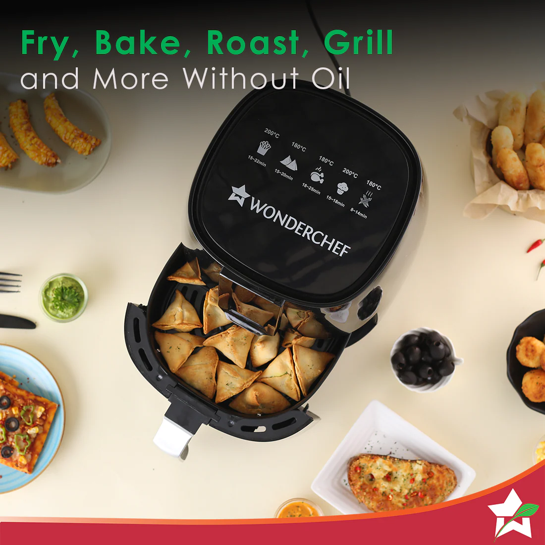 Prato Digital Air Fryer for Home and Kitchen with 5 Pre-set Menu|3.8 Litres Non-stick Basket| Fry, Grill, Bake & Roast| Rapid Air Technology| Auto Shut-Off| Healthy Cooking with 99% less Fat| Sleek & Compact| 1450 Wattage| Black|1 Year Warranty - Image 7
