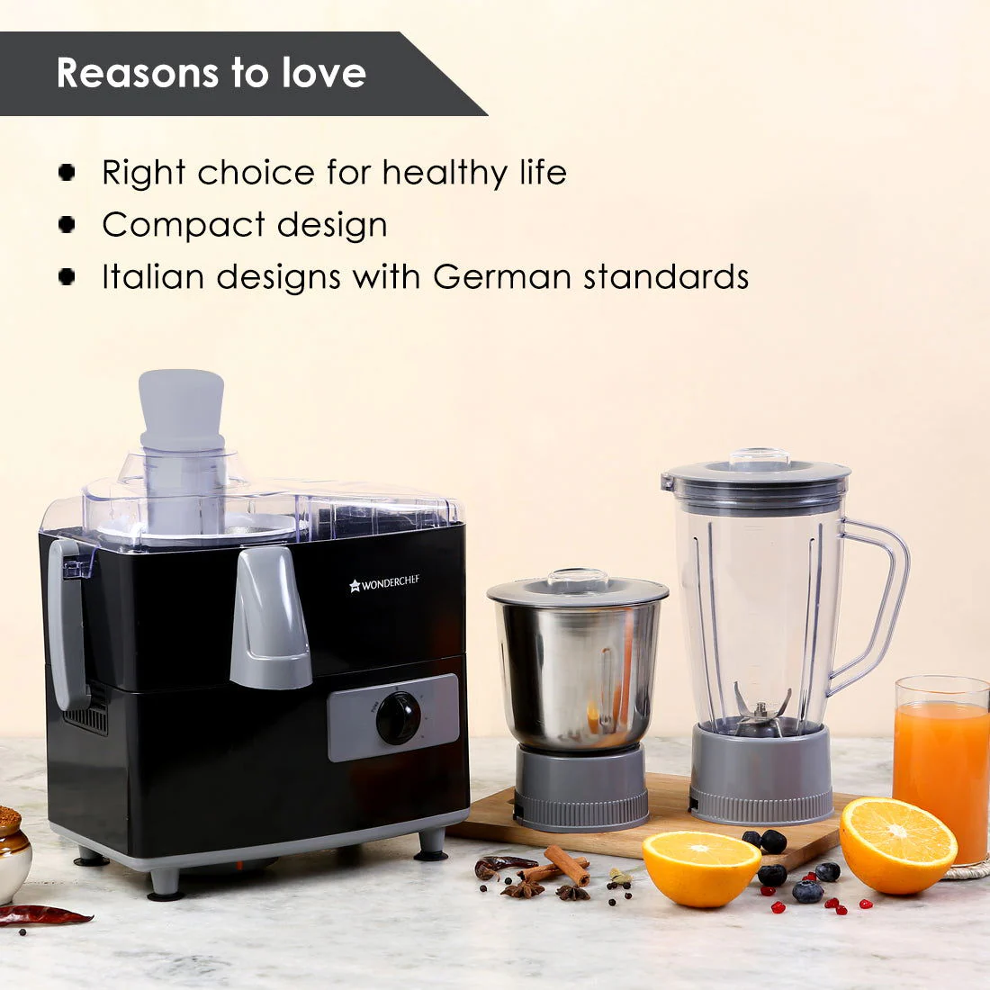 Prato Juicer Mixer Grinder, 500W, 2 Jars, 2 Years warranty, Black - Image 3