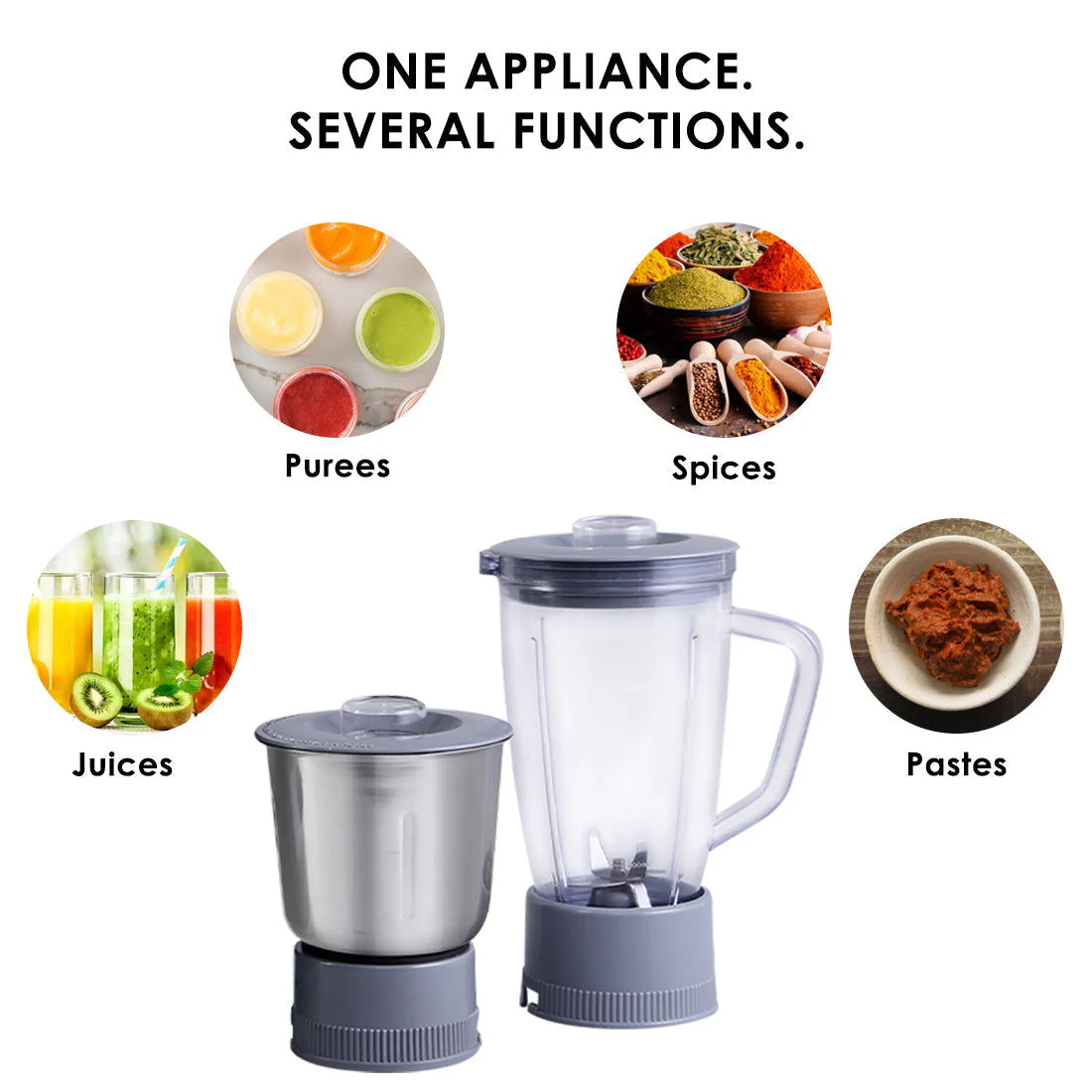 Prato Juicer Mixer Grinder, 500W, 2 Jars, 2 Years warranty, Black - Image 4