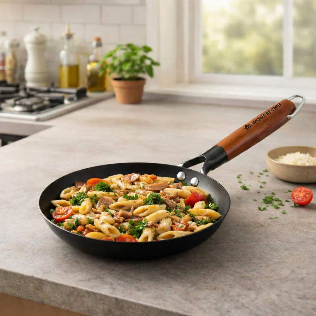 Pre-Seasoned Ferro Light 24cm Cast Iron Fry Pan | 1.4L | Acacia Wooden Handles | Gravity Moulding Technology | No Chemical Coating |10 Year Warranty