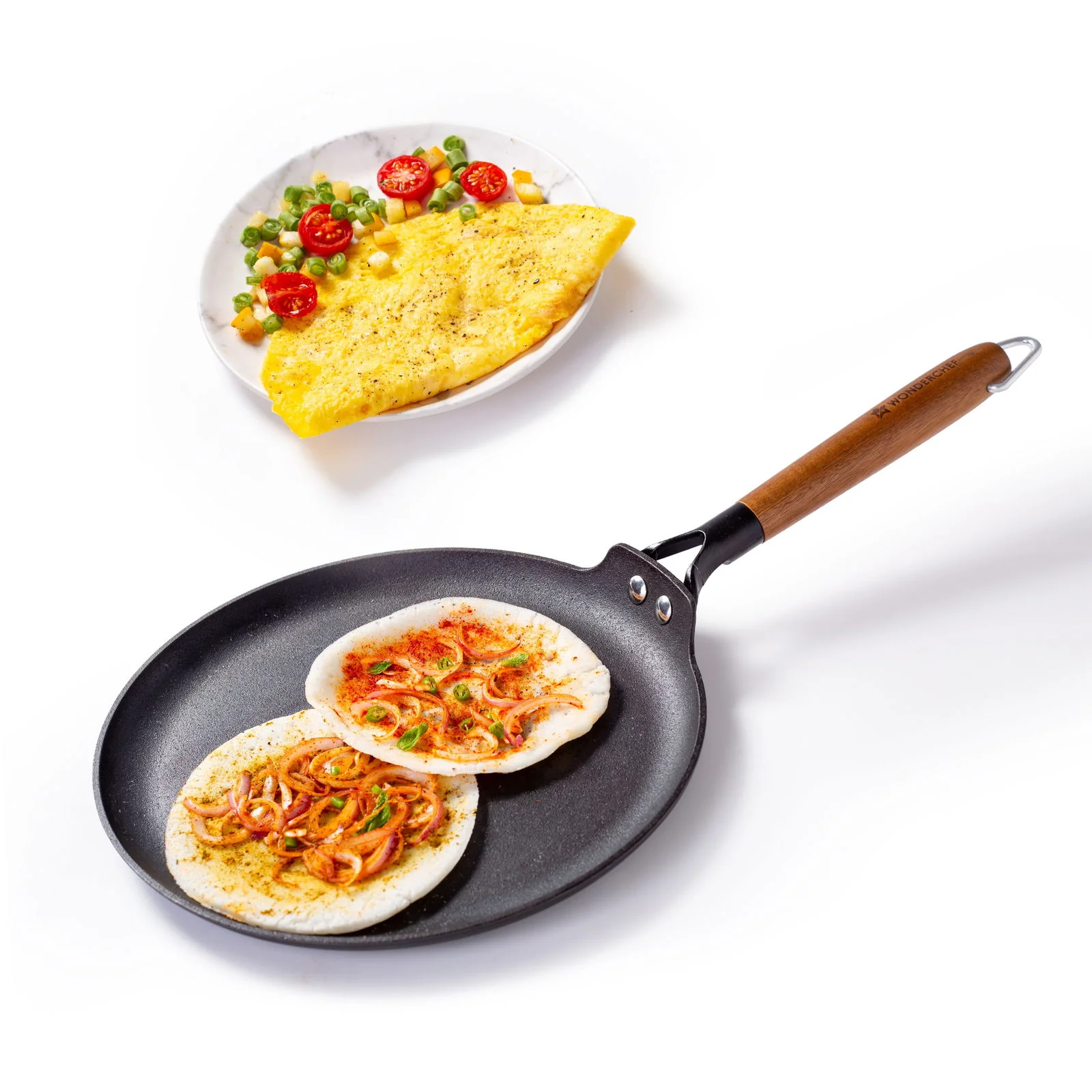 Pre-Seasoned Ferro Light 28cm Dosa Tawa | 4MM | Acacia Wooden Handles | Gravity Moulding Technology | No Chemical Coating |10 Year Warranty - Image 9