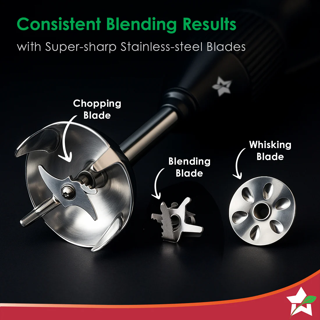 Prima Plus Electric 250W Hand Blender | Portable | Hot & Cold Blending | Food Grade SS Blades | 2 Speed Button | 3 Removable Blades for Blending, Whisking, Chopping | Make Puree, Baby Food, Soup, Smoothie | Wall Mount Holder | 2 Years Warranty | Black - Image 6