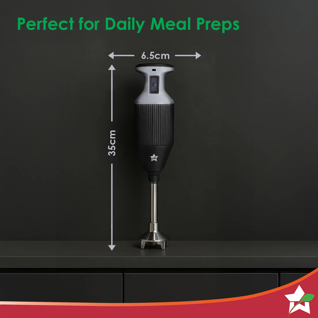 Prima Plus Electric 250W Hand Blender | Portable | Hot & Cold Blending | Food Grade SS Blades | 2 Speed Button | 3 Removable Blades for Blending, Whisking, Chopping | Make Puree, Baby Food, Soup, Smoothie | Wall Mount Holder | 2 Years Warranty | Black - Image 9