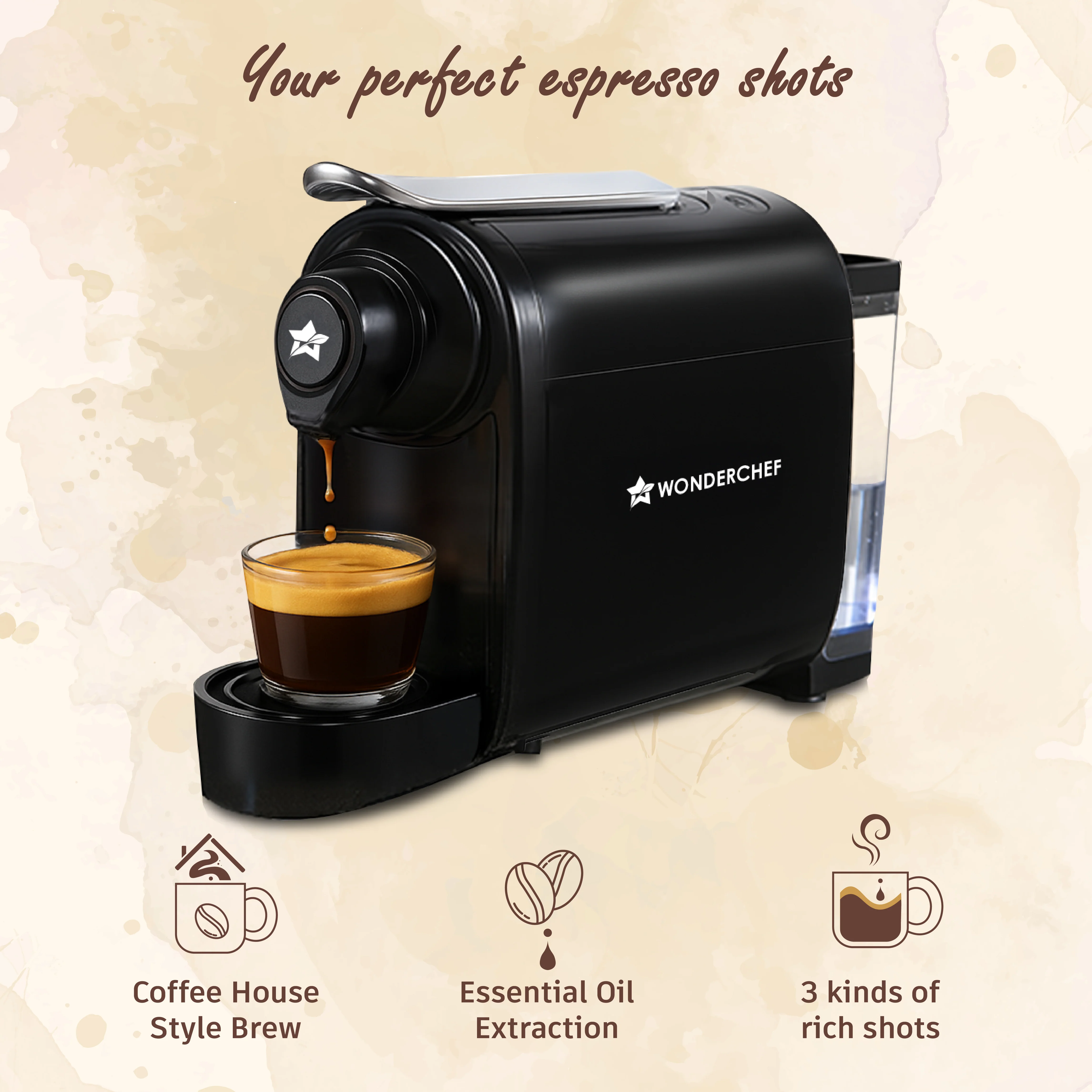 Regalia Capsule Coffee Machine with Frother | Perfect Coffee Base | Compatible with Starbucks and Coffeeza Capsules | 3 Coffee Shot options - Ristretto, Espresso, Lungo | Patented Capsule Ejection System | 1400W | 2 Year Warranty - Image 3