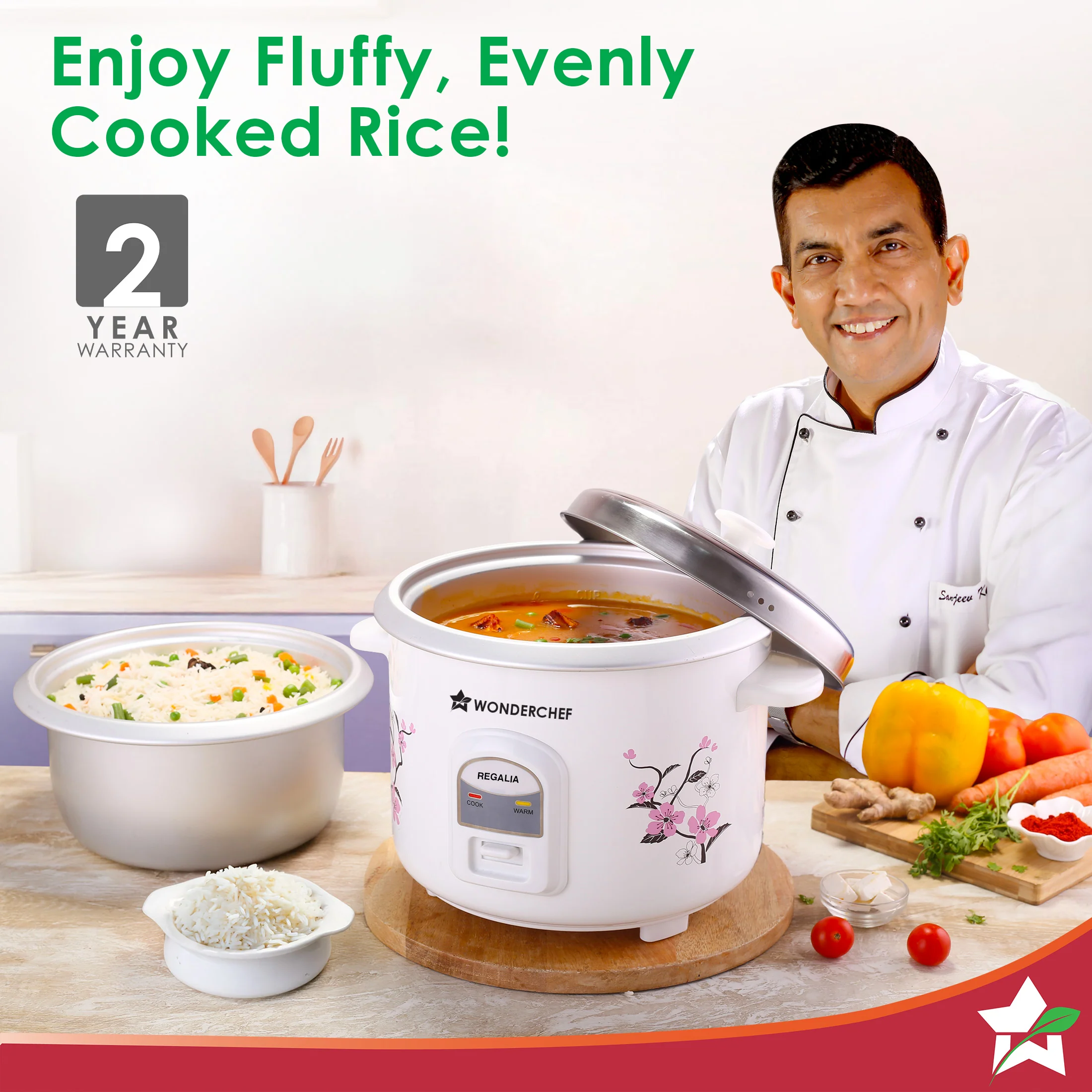 Regalia Electric Rice Cooker | 1.8 L, 700W | 2 Non-stick Bowls Serve 7-8 | Keep Warm Function | Uniform Cooking | Steam Veggies, Make Pulao, Khichdi, Momos | 2-Year Warranty - Image 2