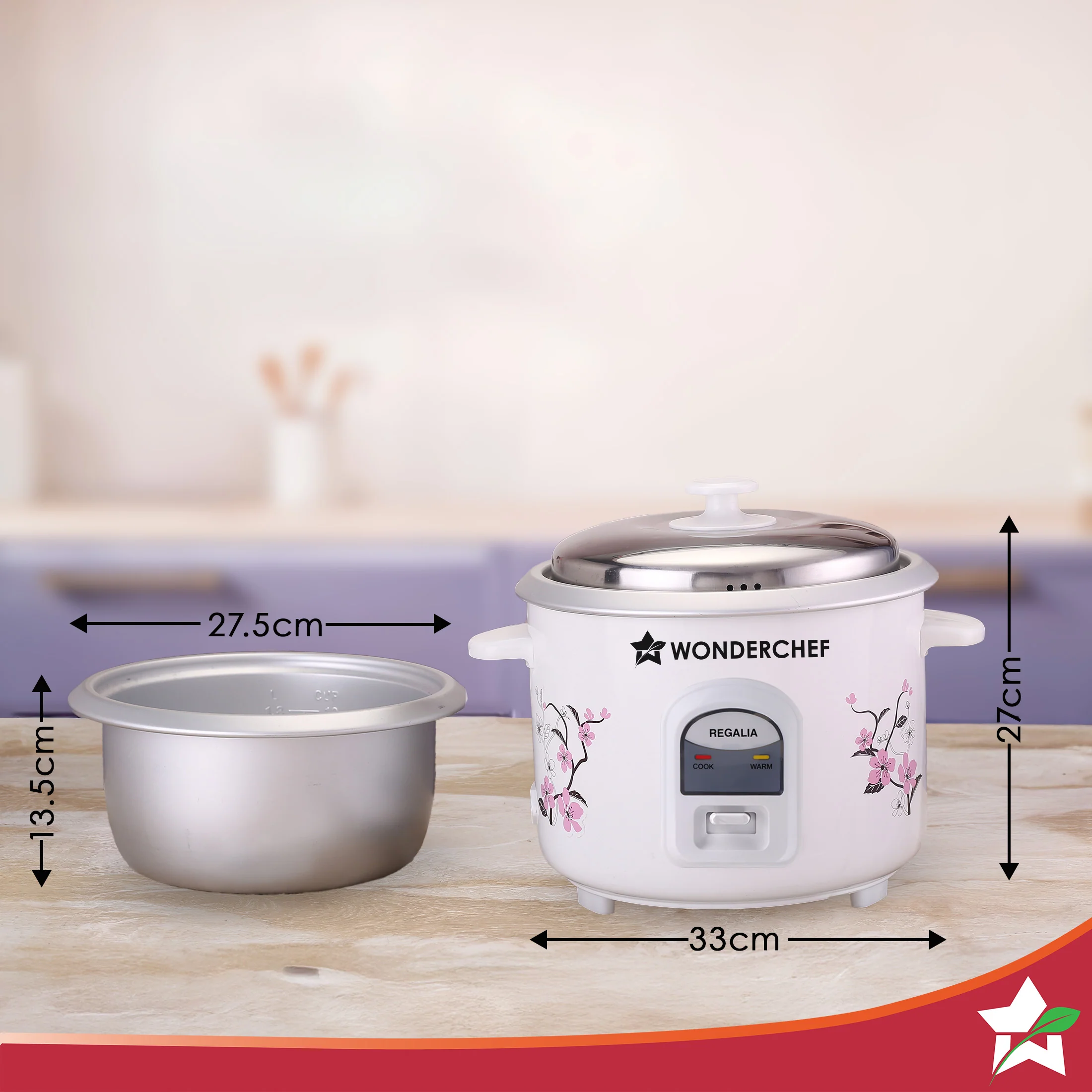 Regalia Electric Rice Cooker | 1.8 L, 700W | 2 Non-stick Bowls Serve 7-8 | Keep Warm Function | Uniform Cooking | Steam Veggies, Make Pulao, Khichdi, Momos | 2-Year Warranty - Image 3