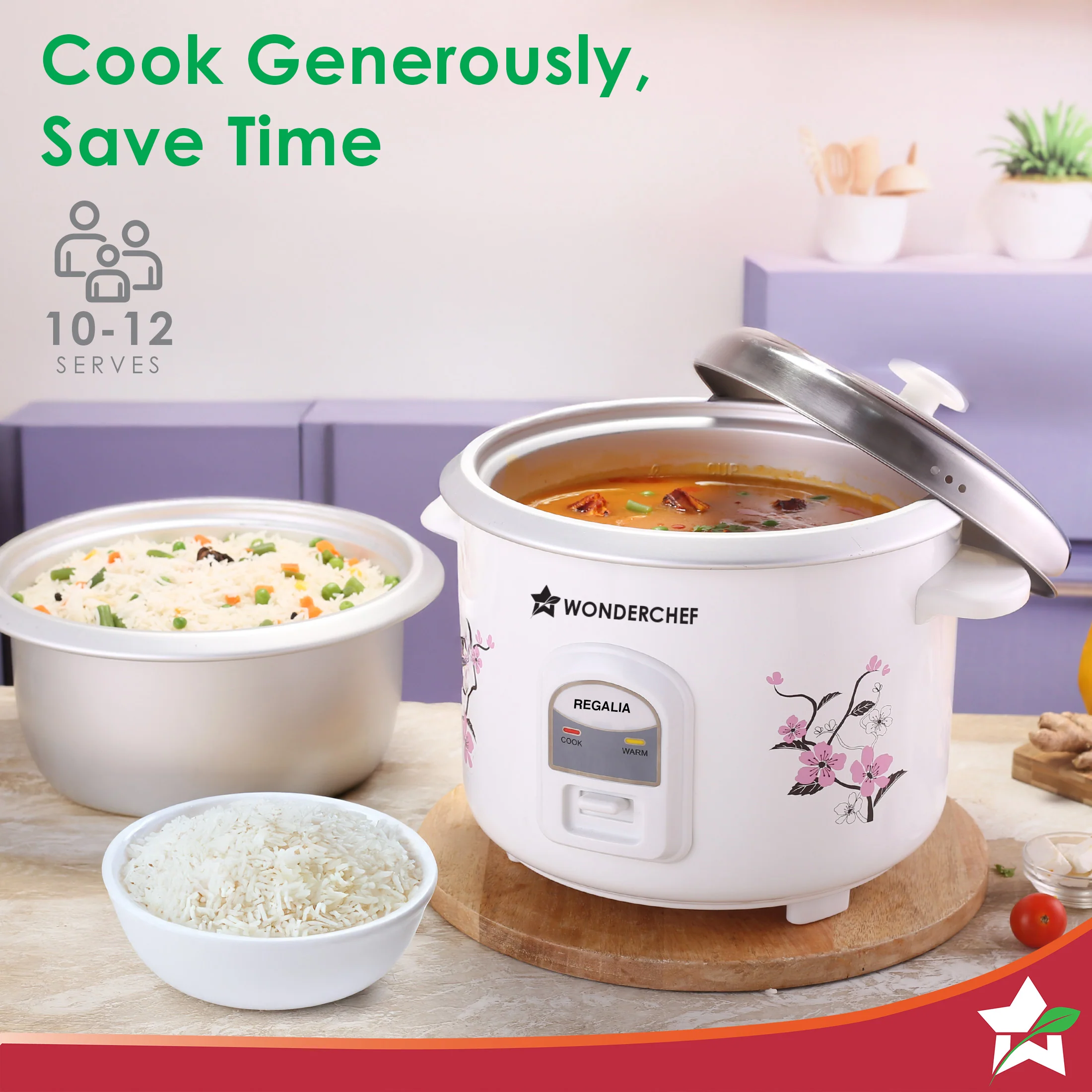 Regalia Electric Rice Cooker | 1.8 L, 700W | 2 Non-stick Bowls Serve 7-8 | Keep Warm Function | Uniform Cooking | Steam Veggies, Make Pulao, Khichdi, Momos | 2-Year Warranty - Image 6