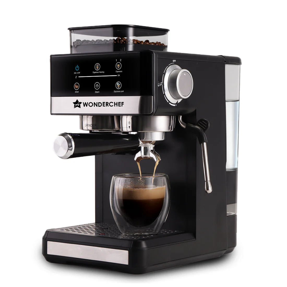 Regalia Semi-automatic Espresso Machine & Coffee Grinder, 20-bar Pressure, Café-style Espresso with Freshly Ground Beans, Hot & Cold Brew, 20 Grinding Options, Perfect Gift Option, 2-Yr Warranty