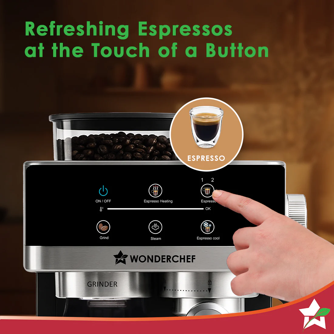 Regalia Semi-automatic Espresso Machine & Coffee Grinder, 20-bar Pressure, Café-style Espresso with Freshly Ground Beans, Hot & Cold Brew, 20 Grinding Options, Perfect Gift Option, 2-Yr Warranty - Image 3