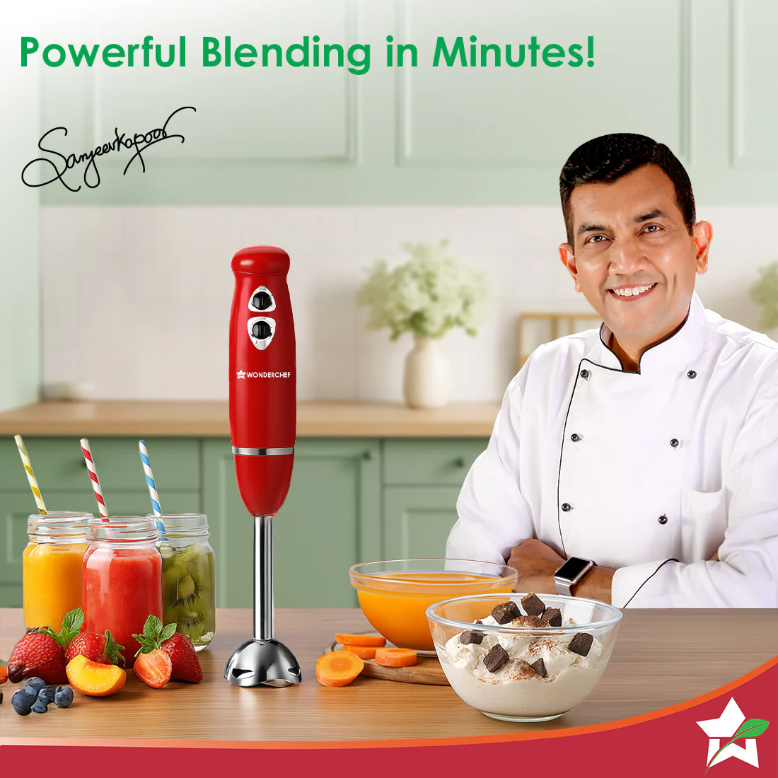 Regalia Hand Blender Mixer | 350W | Sharp Stainless-steel Blades | Dual Speed Settings | For Hot & Cold Blending | Detachable Blending Arm | For Smoothies, Soups, Purees | 2-Year Warranty | Red - Image 2