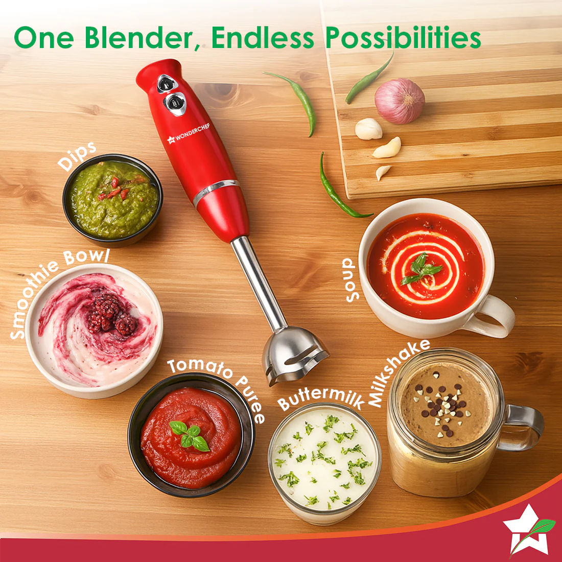 Regalia Hand Blender Mixer | 350W | Sharp Stainless-steel Blades | Dual Speed Settings | For Hot & Cold Blending | Detachable Blending Arm | For Smoothies, Soups, Purees | 2-Year Warranty | Red - Image 3