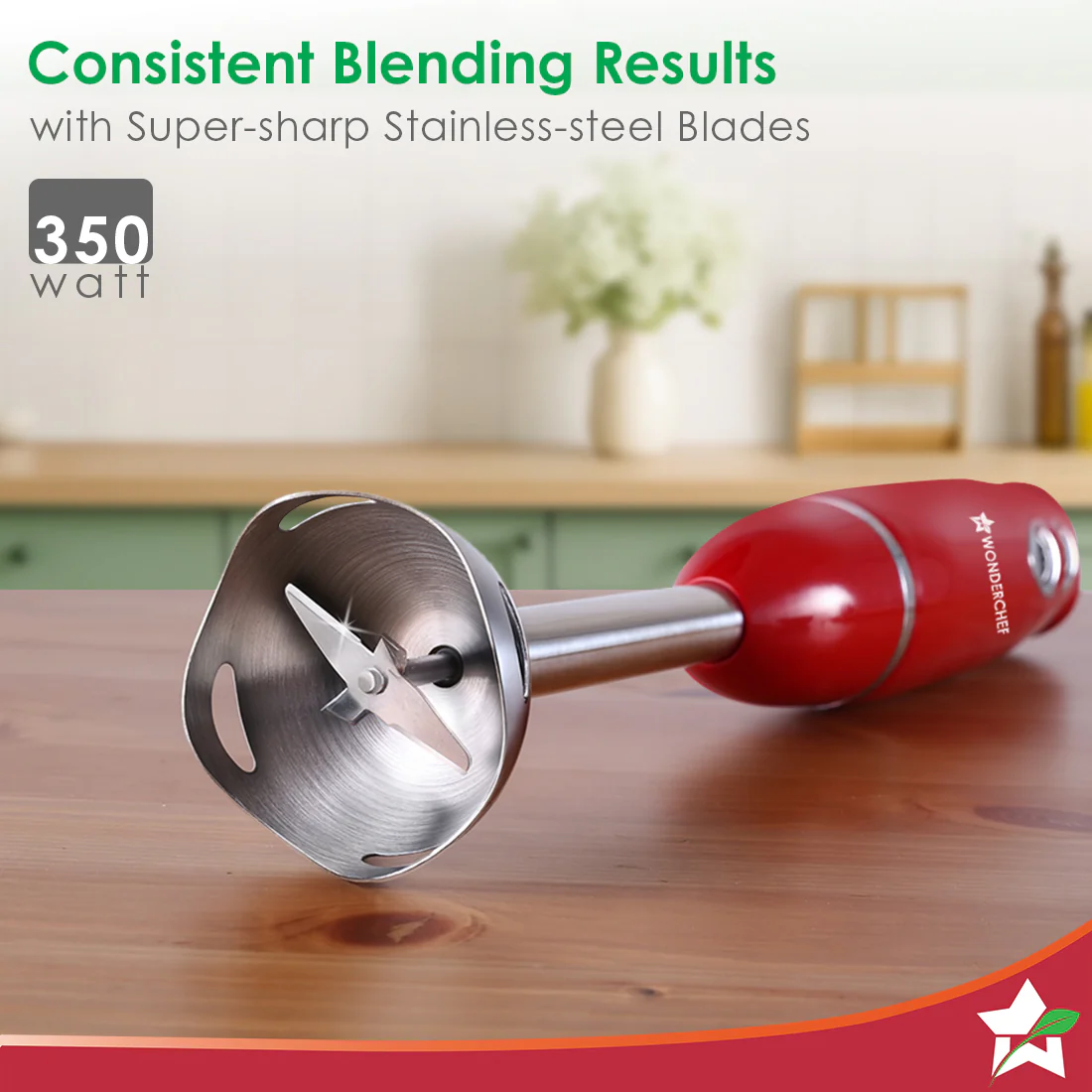 Regalia Hand Blender Mixer | 350W | Sharp Stainless-steel Blades | Dual Speed Settings | For Hot & Cold Blending | Detachable Blending Arm | For Smoothies, Soups, Purees | 2-Year Warranty | Red - Image 5