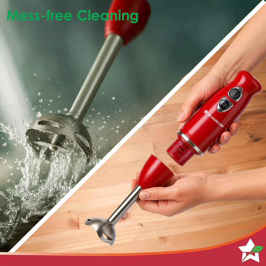 Regalia Hand Blender Mixer | 350W | Sharp Stainless-steel Blades | Dual Speed Settings | For Hot & Cold Blending | Detachable Blending Arm | For Smoothies, Soups, Purees | 2-Year Warranty | Red - Image 8