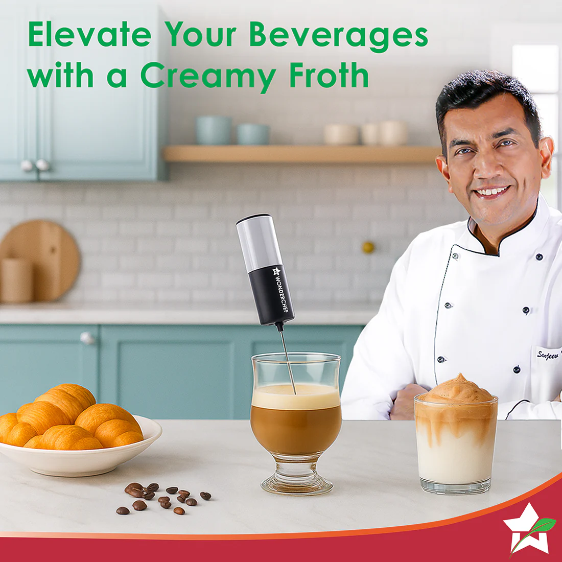 Wonderchef Regalia Milk Frother | Rich and Creamy Froth in Seconds | Stainless Steel Body & Whisk | AA Battery Operated | Blend Lassi, Cold Coffee, Gym Shakes, Whipped Cream | Easy to Clean | Black - Image 2